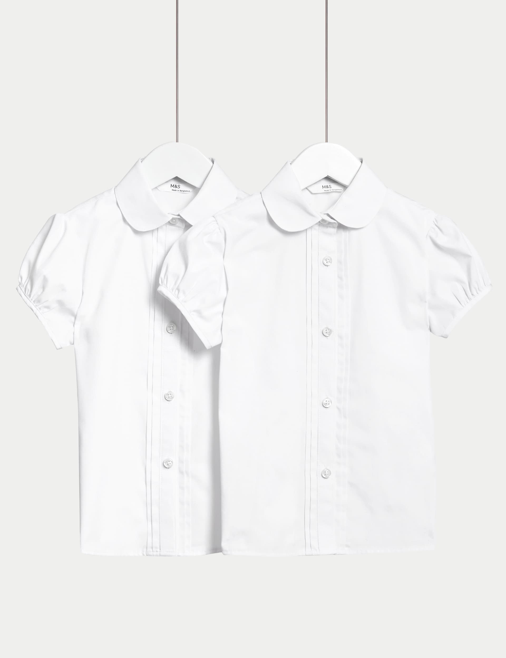 M&S Girls 2-Pack Pintuck Easy Iron School Shirts (2-16 Yrs)