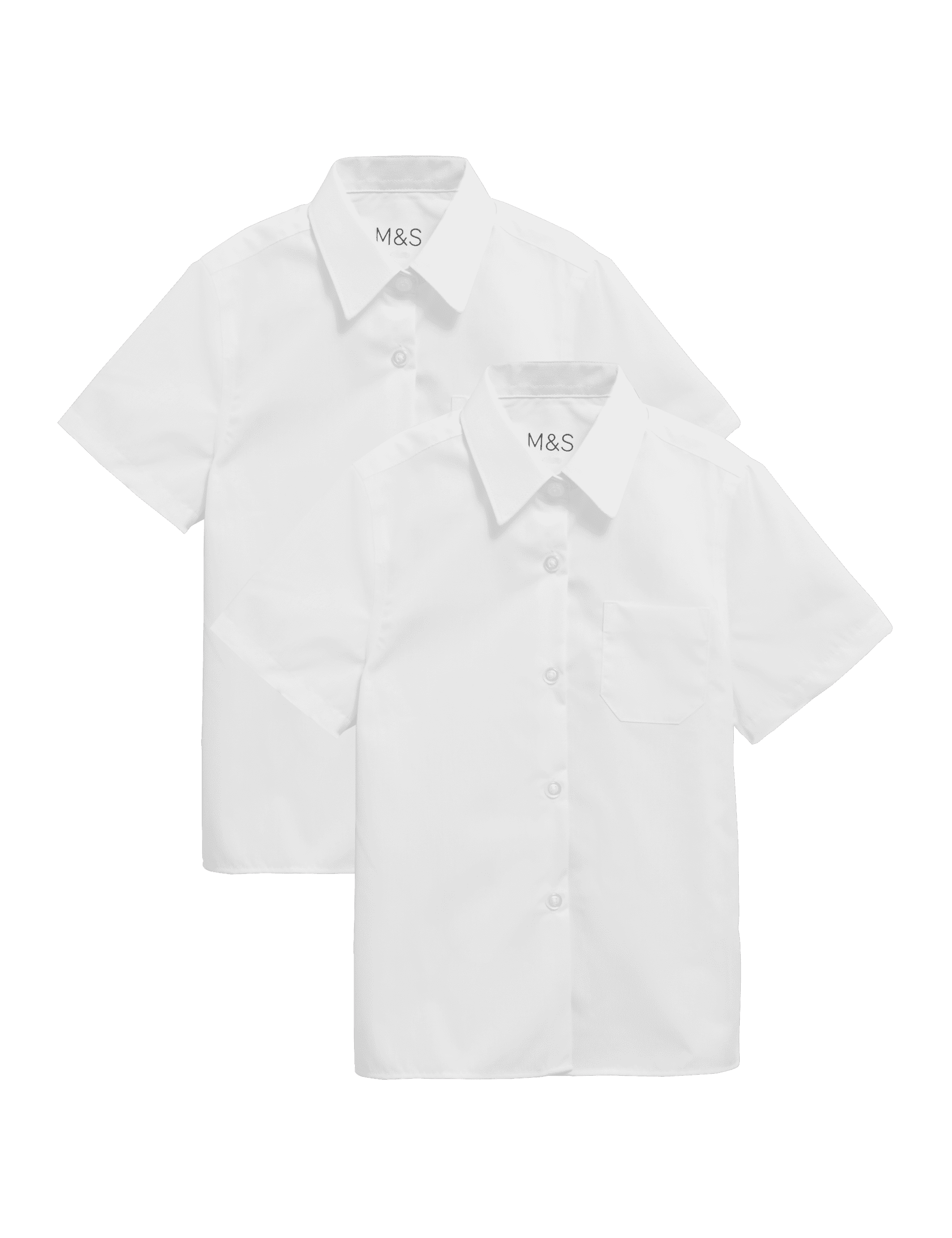 M&S Collection Girls 2 Pack Girls Slim Fit Non-Iron School Shirts (2-18 Yrs) - 15-16 - White, White