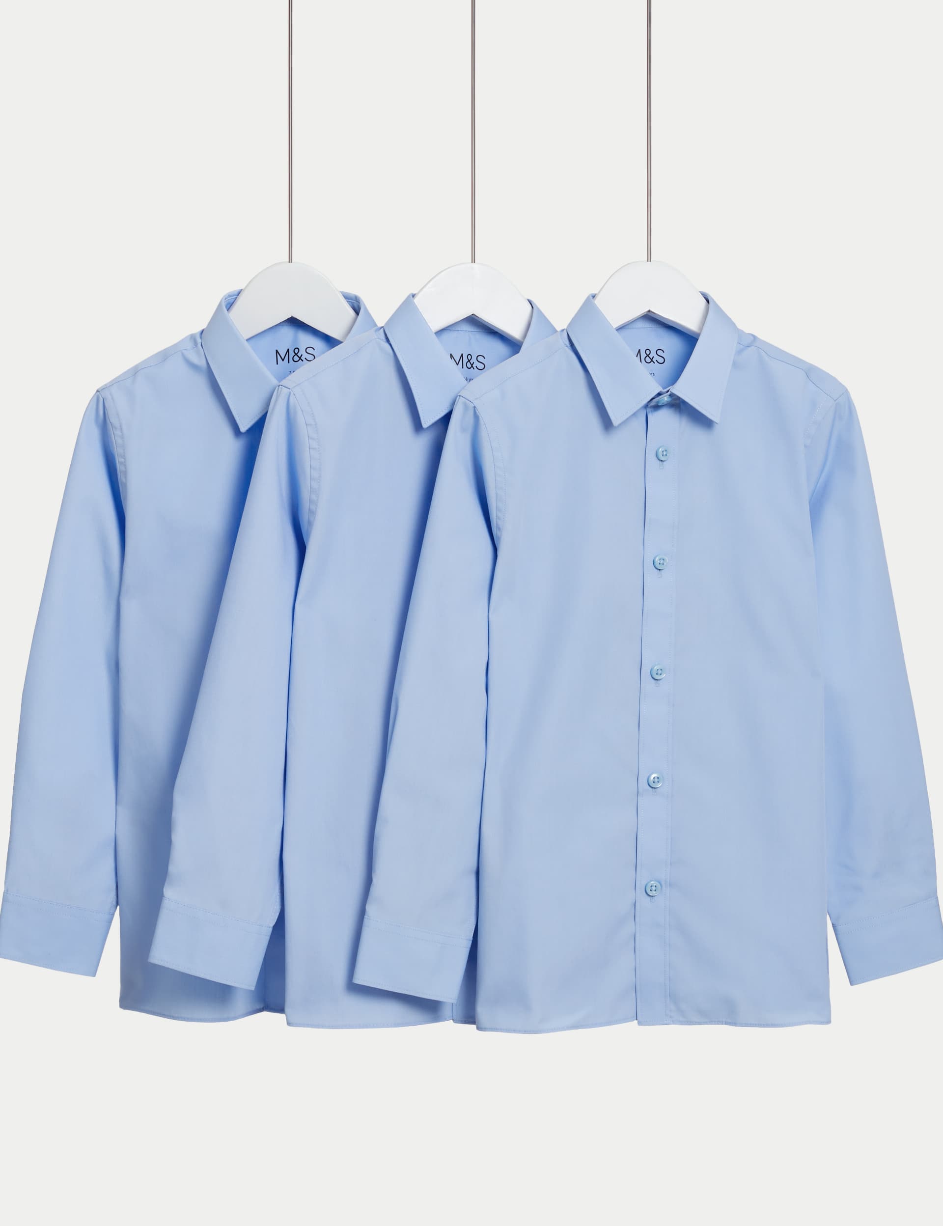 M&S Girls 3-Pack Easy Iron School Shirts (2-16 Yrs)