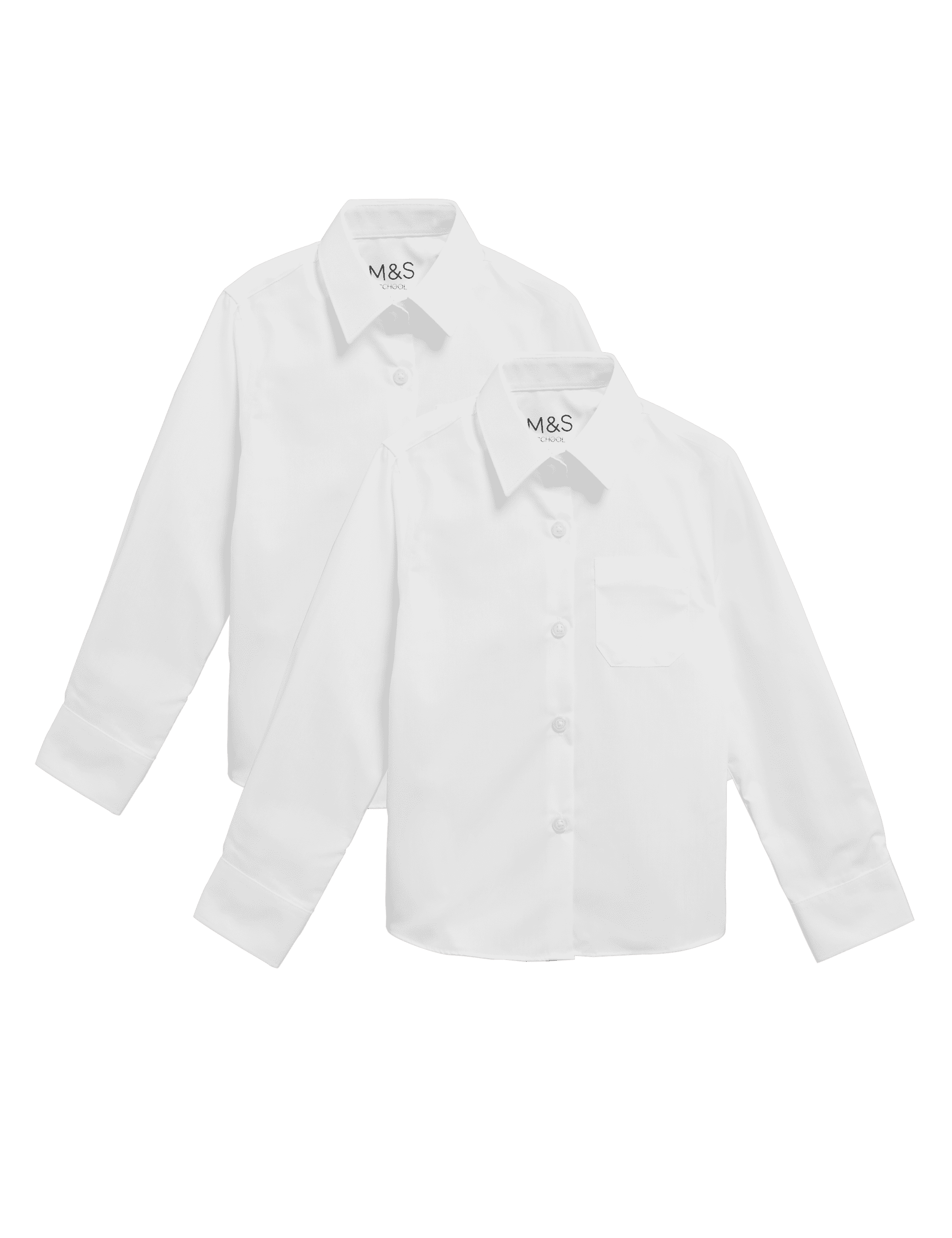 M&S Collection Girls 2 Pack Girls Slim Fit Non-Iron School Shirts (2-18 Yrs) - 17-18 - White, White