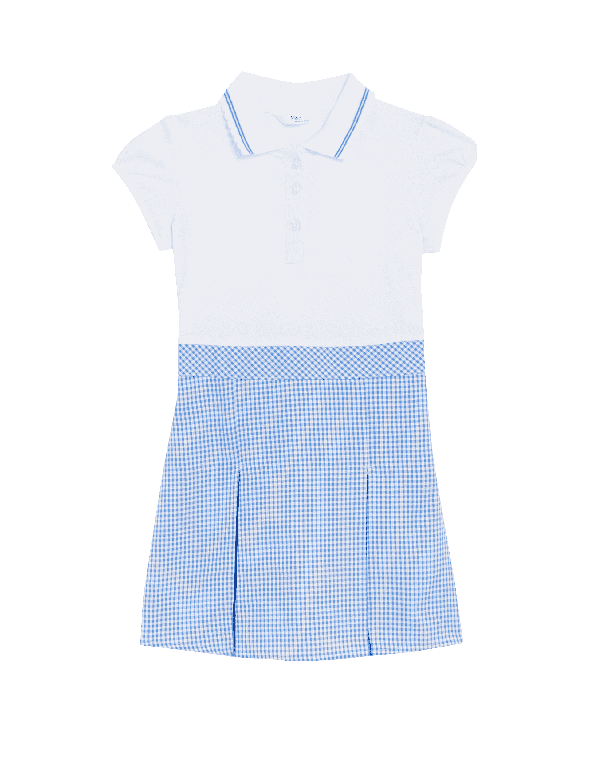 M&S Collection Girls 2 in 1 Gingham Pleated School Dress (2-14 Yrs) - 4-5 Y - Light Blue, Light Blue