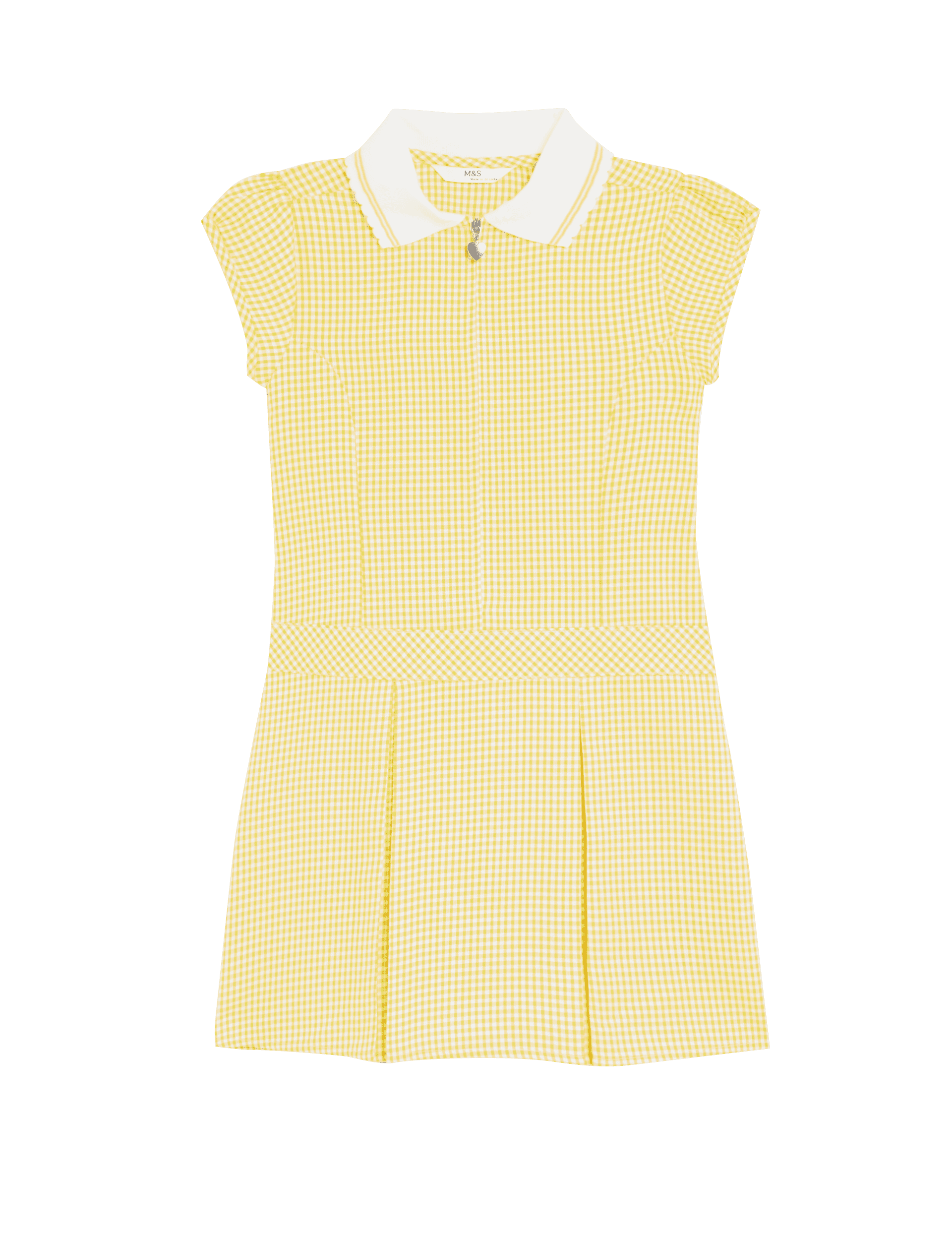 M&S Collection Girls Gingham Pleated School Dress (2-14 Yrs) - 12-13 - Yellow, Light Blue,Green,Pink