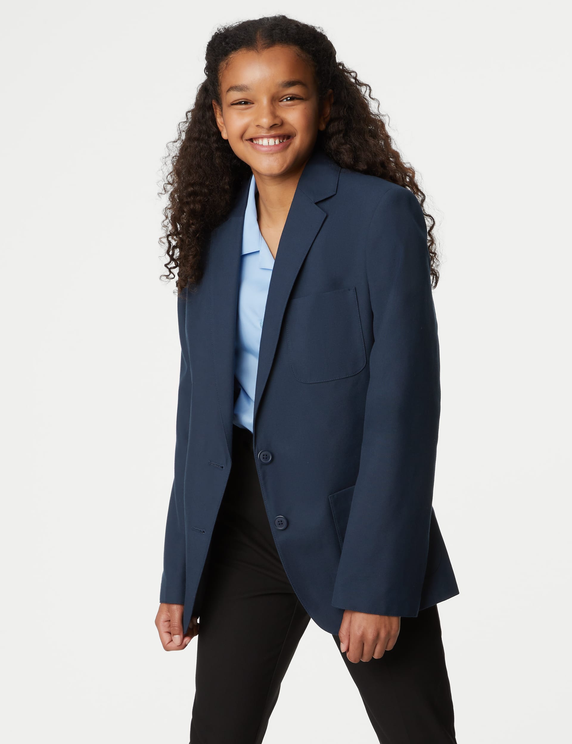 M&S Senior Girls Regular Fit School Blazer (9-16 Yrs) - 9-10Y - Navy, Black,Navy