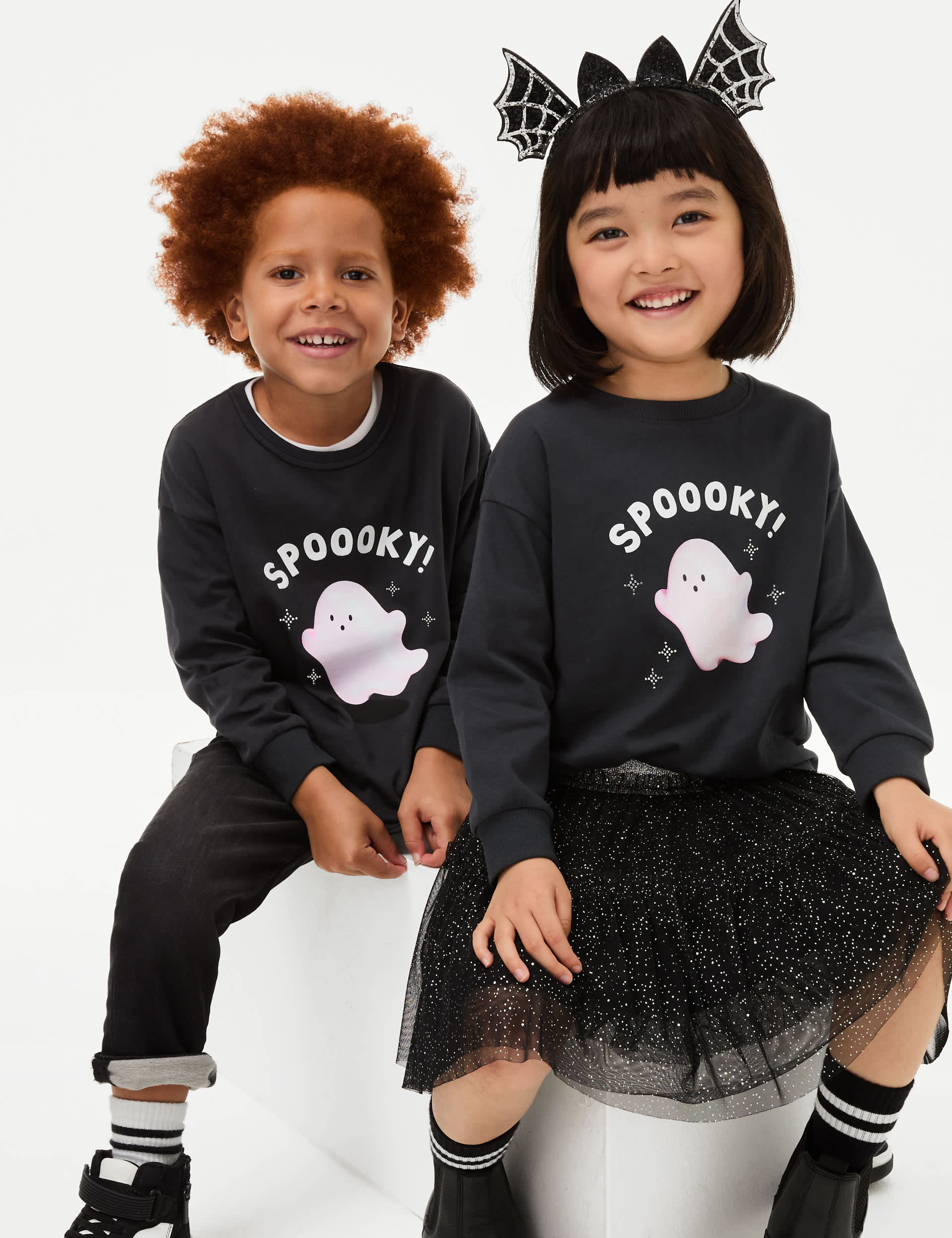 M&S Girls Pure Cotton Spooky Halloween Top (2-8 Yrs)