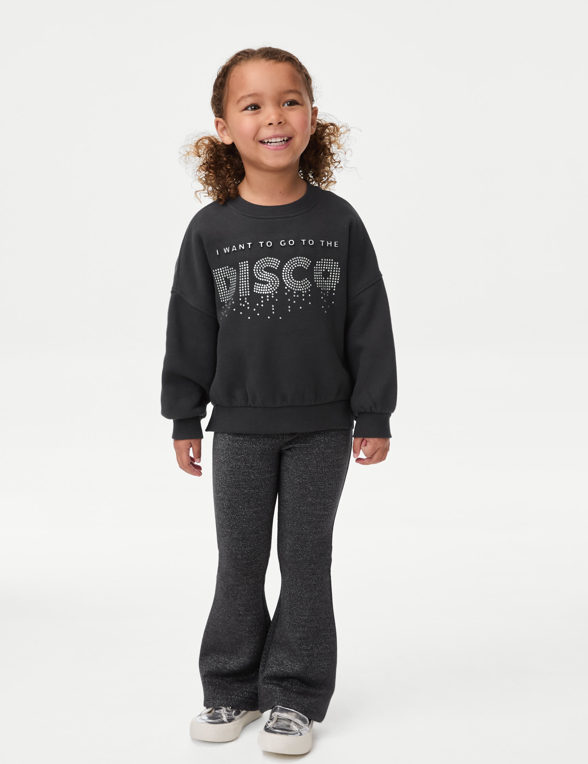 M&S Boys Disco Slogan Top & Bottom Outfit (2-8 Yrs) - 5-6 Y - Carbon, Carbon