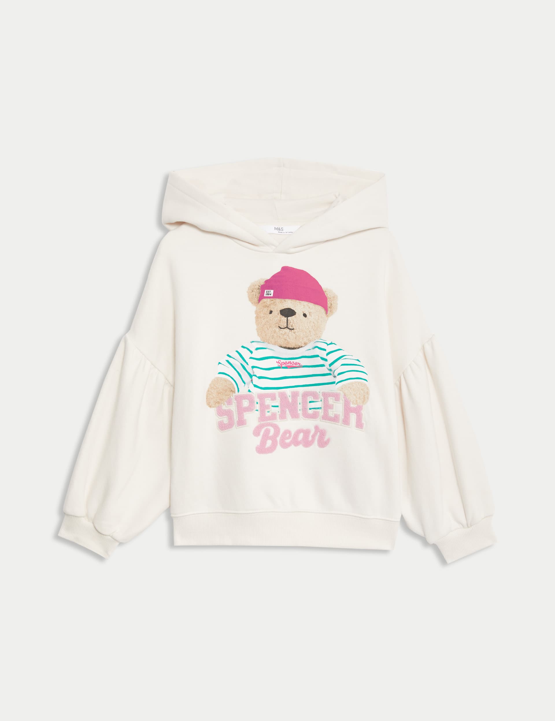 Spencer Bear™ Girls Cotton Rich Spencer Bear™ Hoodie (2-8 Yrs) - 6-7 Y - Oatmeal, Oatmeal