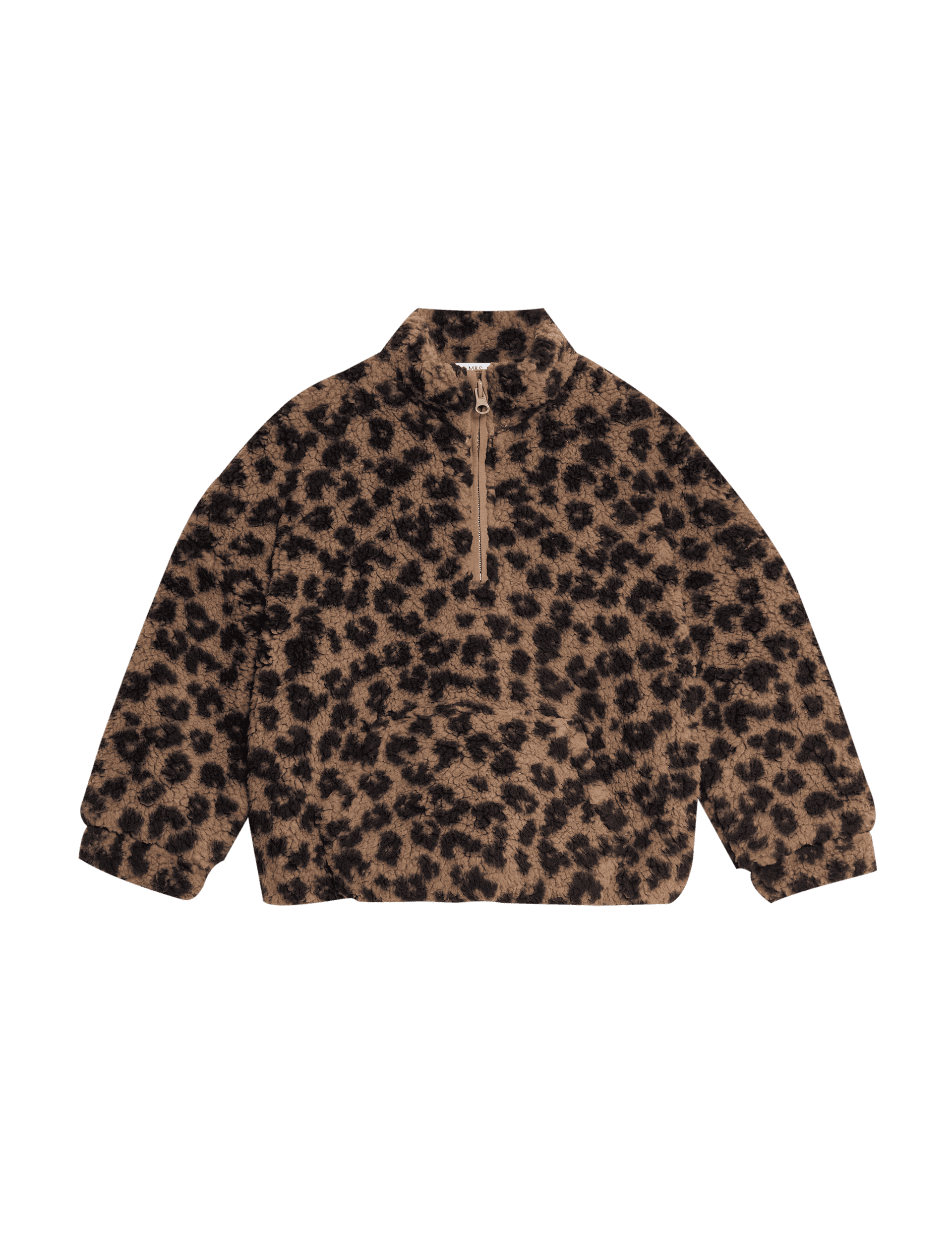 M&S Collection Girls Borg Leopard Jacket (12 Mths-8 Yrs) - 4-5 Y - Neutral Brown, Neutral Brown