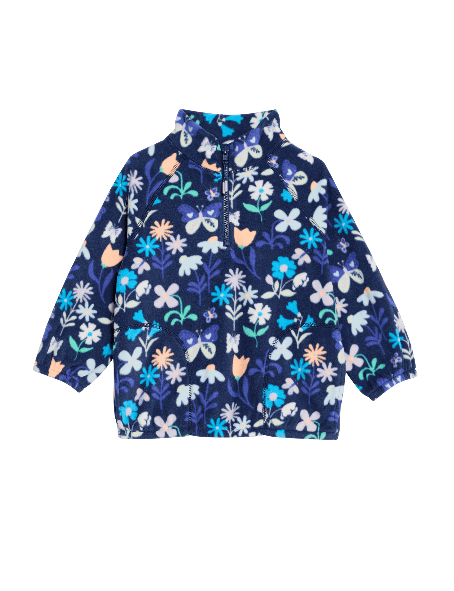 M&S Collection Printed Fleece Top (2-8 Yrs) - 3-4 Y - Blue Mix, Ivory Mix,Blue Mix