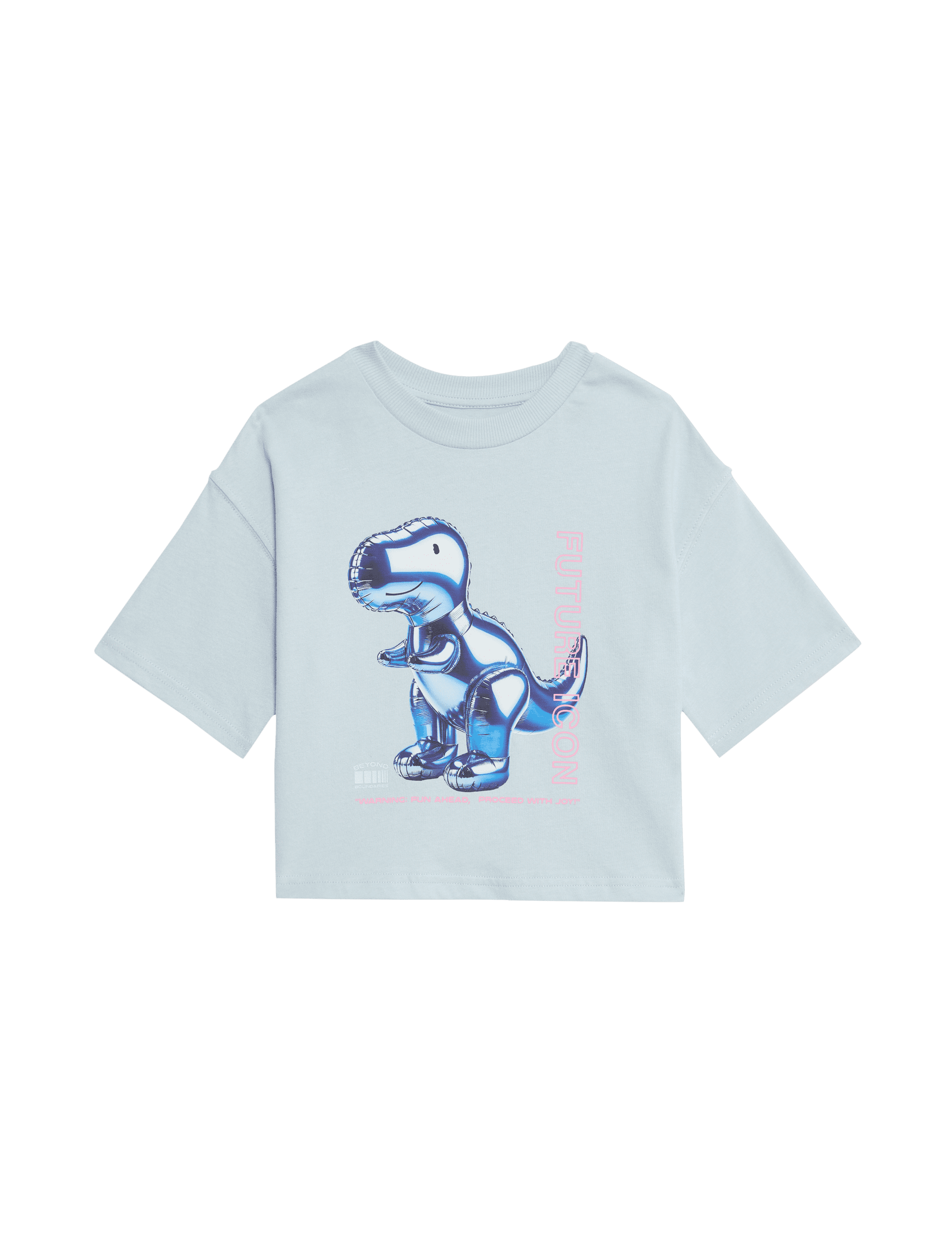 M&S Collection Girls Pure Cotton Dinosaur Top (2-8 Yrs) - 5-6 Y - Blue Mix, Blue Mix