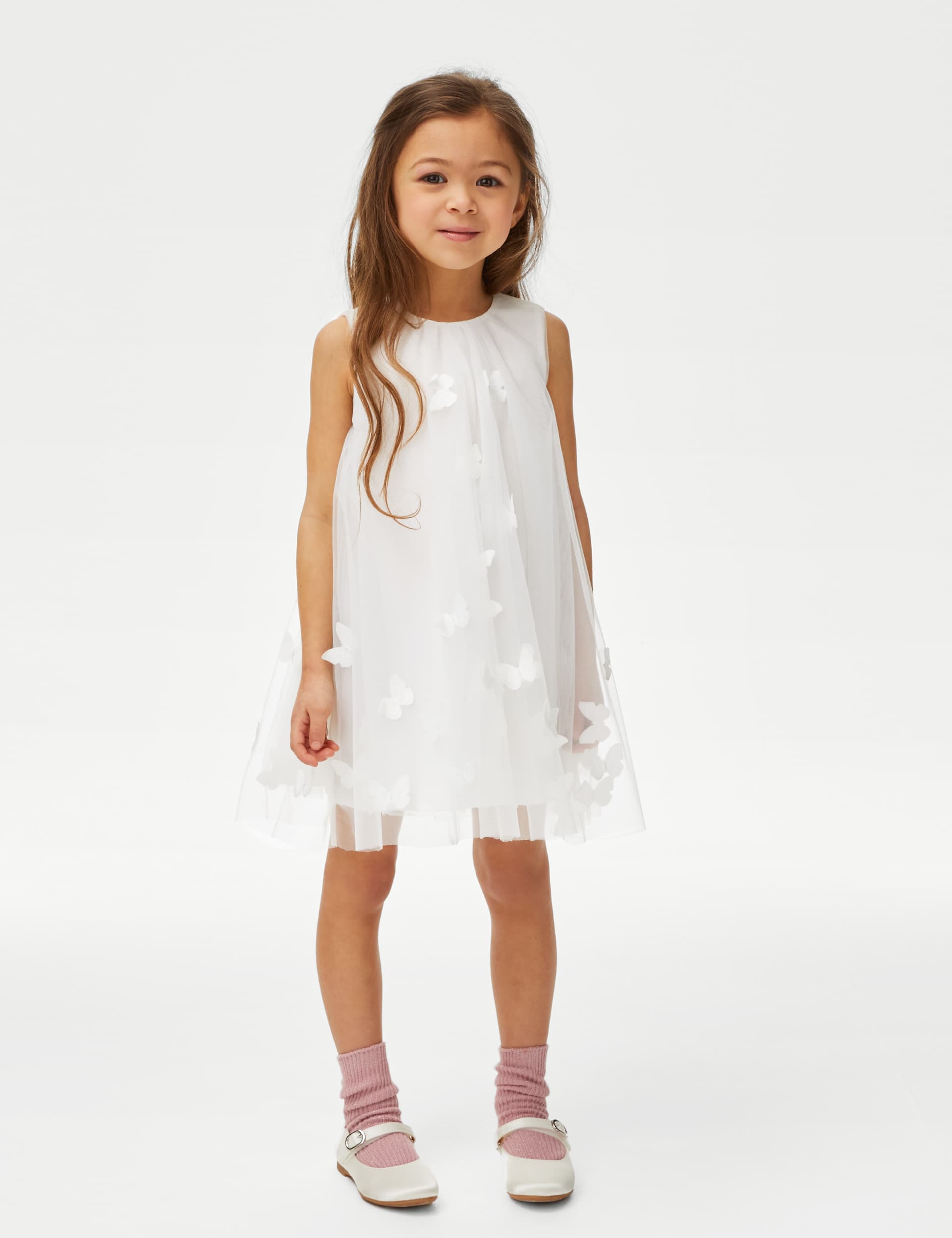 M&S Girls Butterfly Applique Dress (2-7 Yrs) - 4-5 Y - Ivory, Ivory