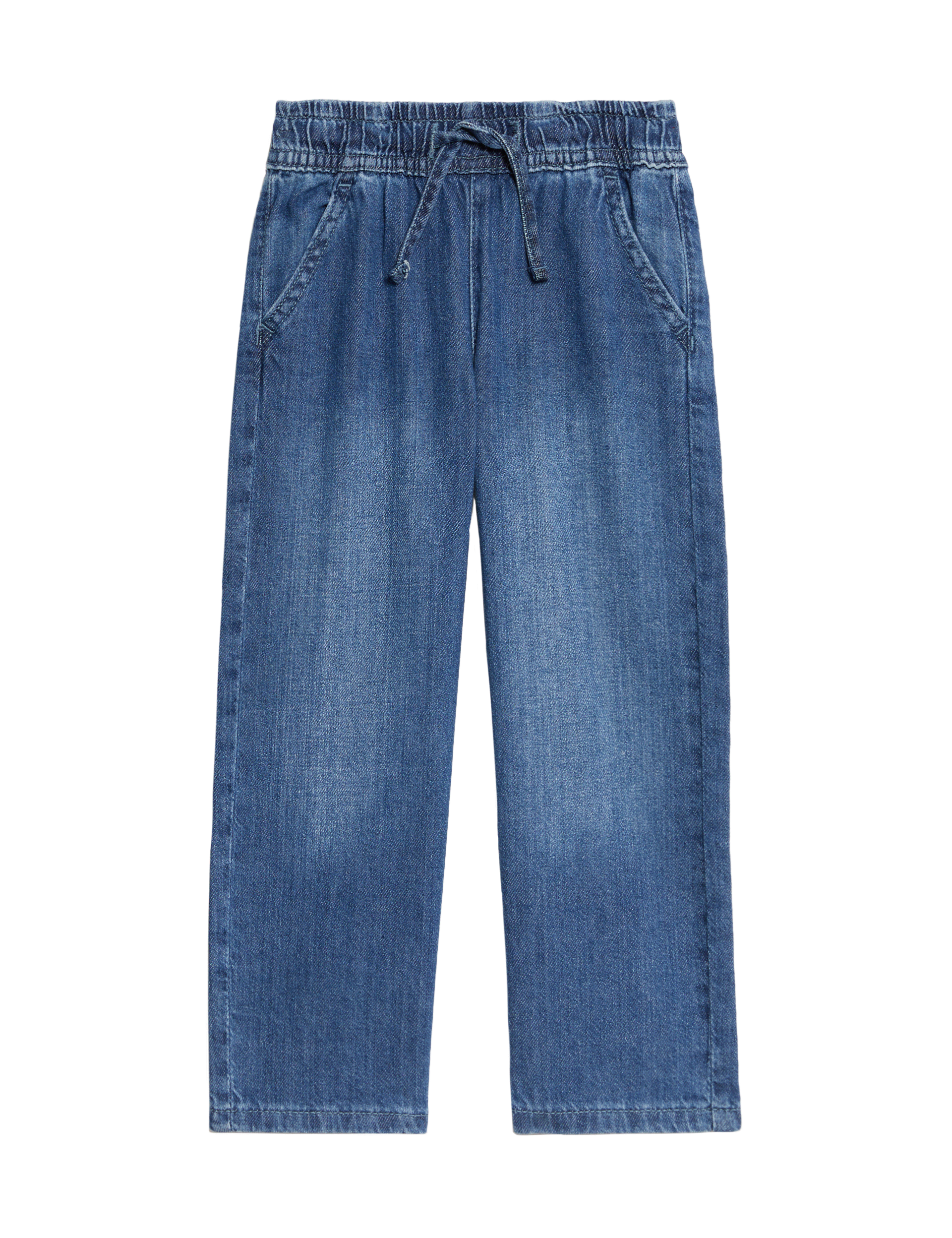 M&S Collection Girls Wide Leg Elasticated Waist Jeans (2-8 Yrs) - 4-5 Y - Dark Denim, Dark Denim,Lig