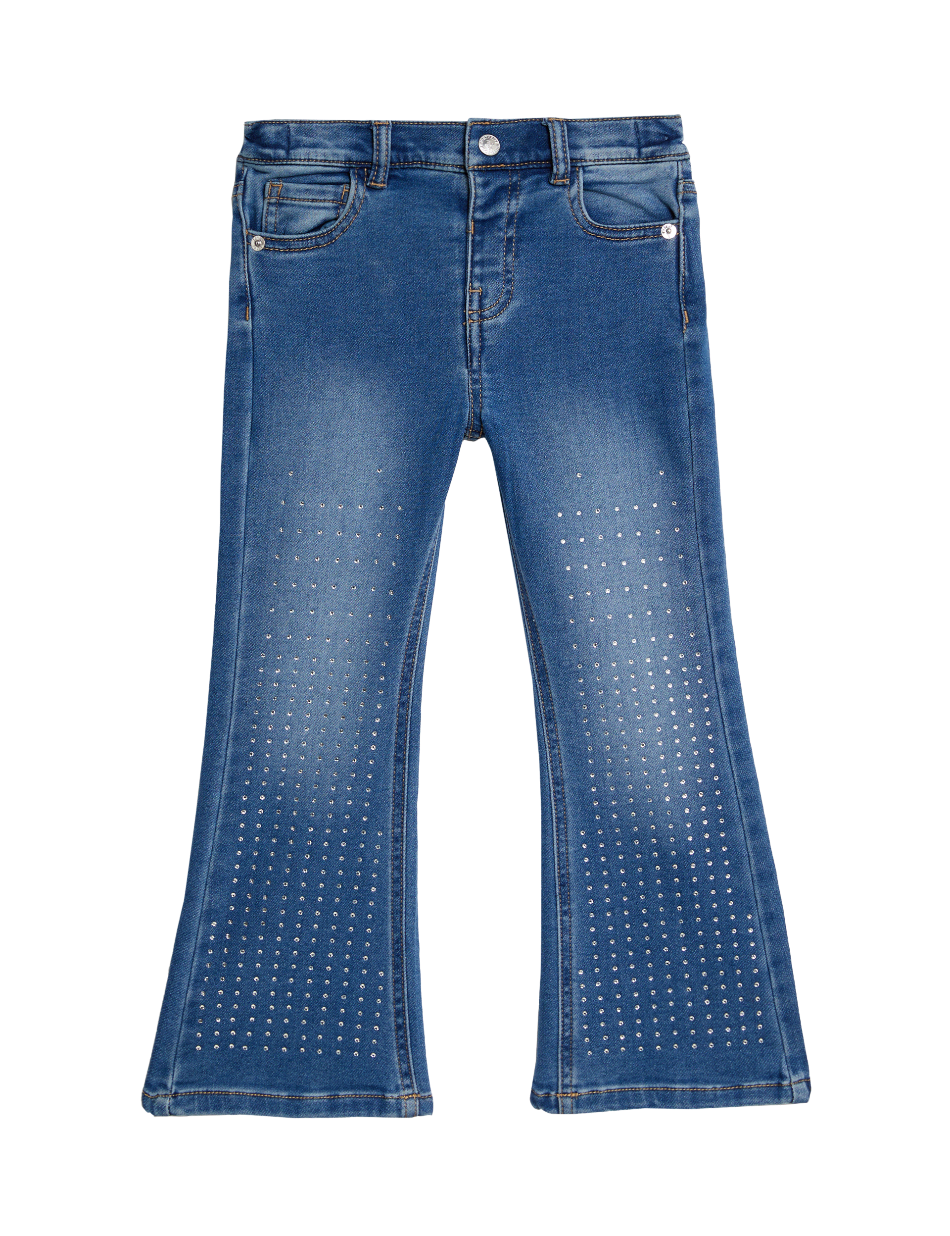 M&S Collection Girls Denim Diamante Flared Jeans (2-8 Yrs) - 4-5 Y, Denim