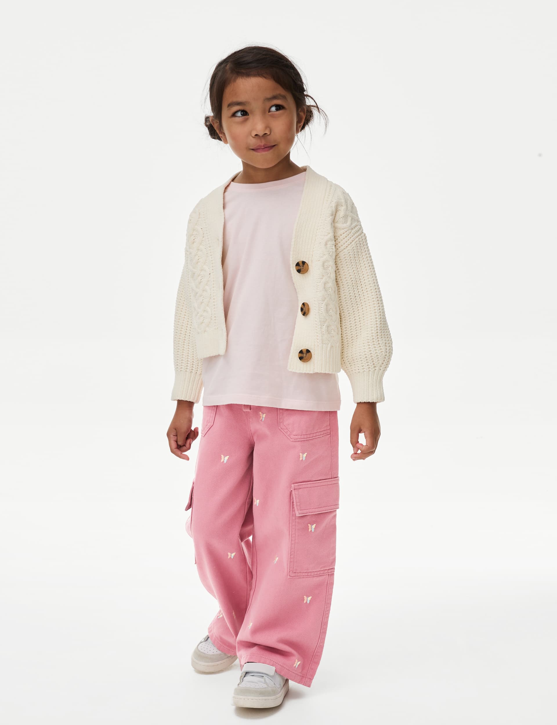 M&S Girls Pure Cotton Butterfly Cargo Trousers (2-8 Yrs)
