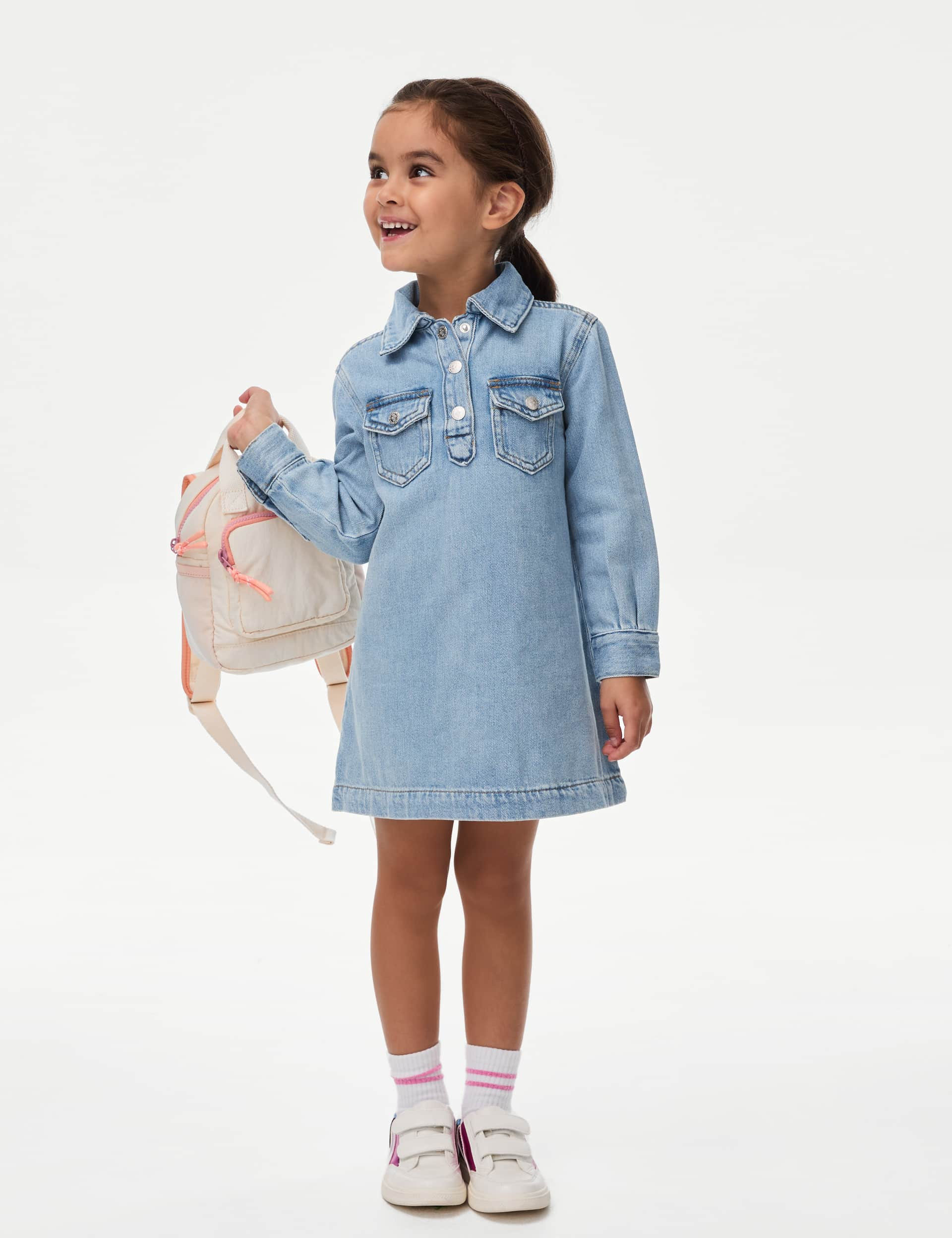 M&S Collection Girls Denim Shirt Dress (2-10 Yrs) - 2-3 Y, Denim