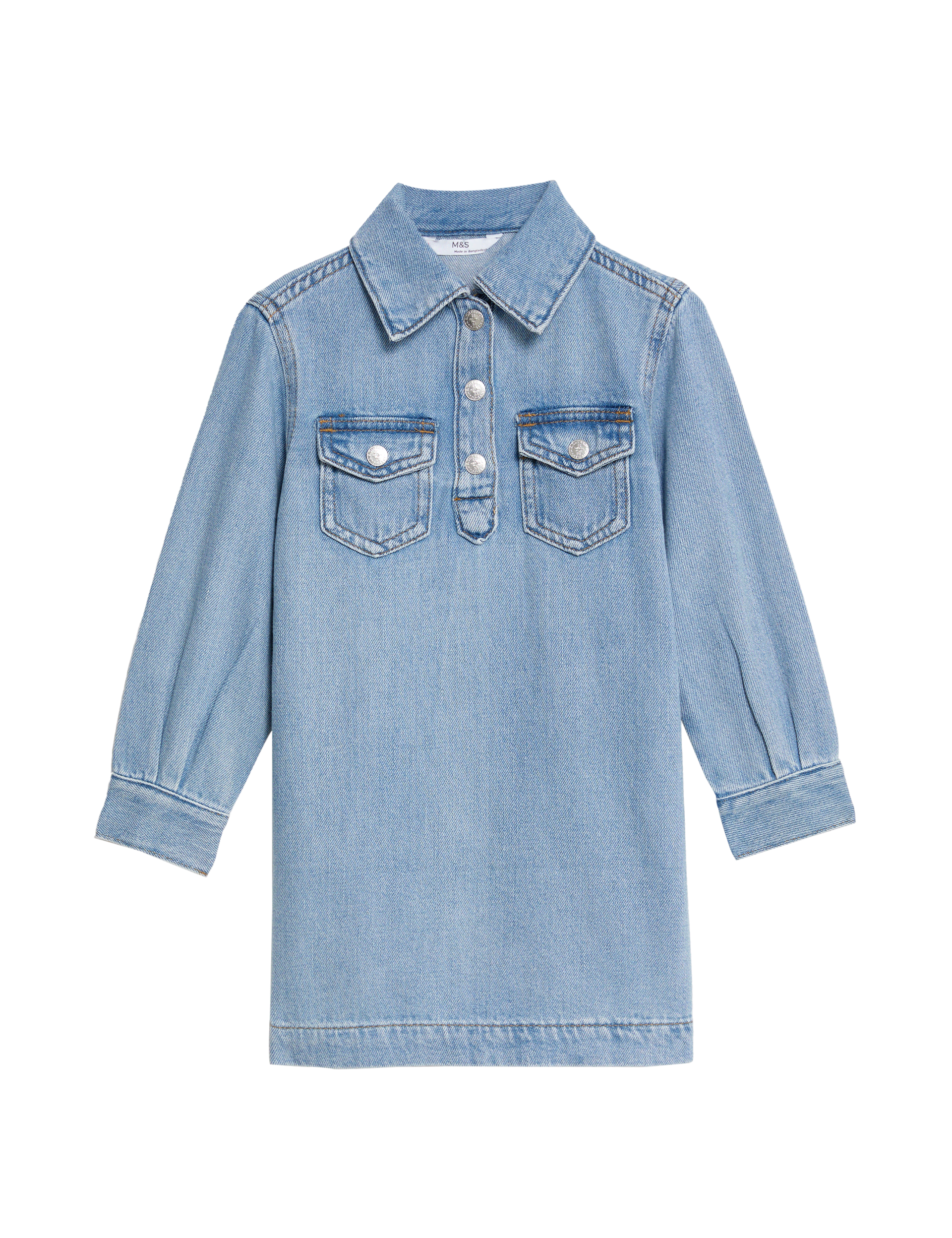 M&S Collection Girls Denim Shirt Dress (2-10 Yrs) - 5-6 Y, Denim