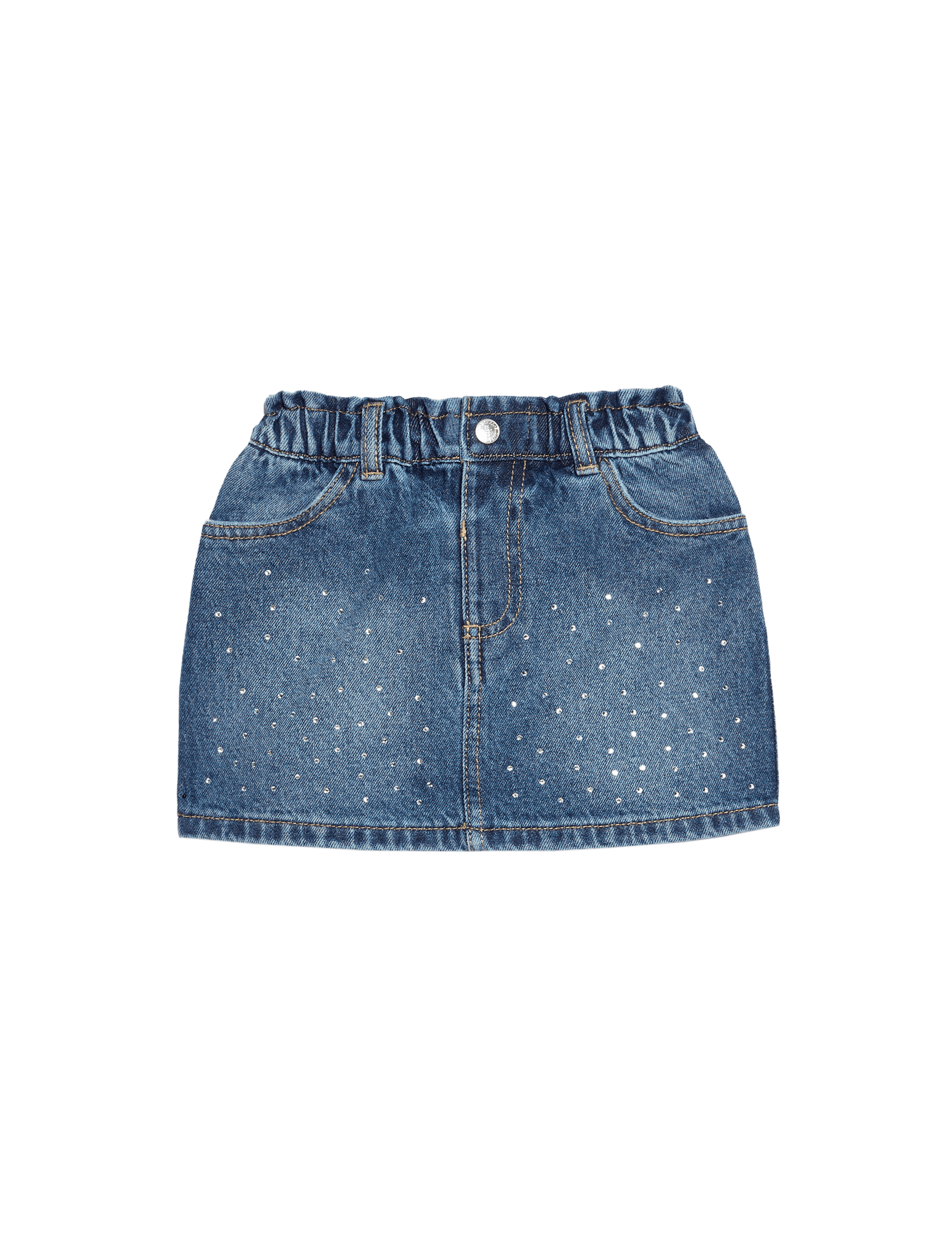 M&S Collection Girls Mini Denim Diamante Skirt (2-10 Yrs) - 4-5 Y, Denim