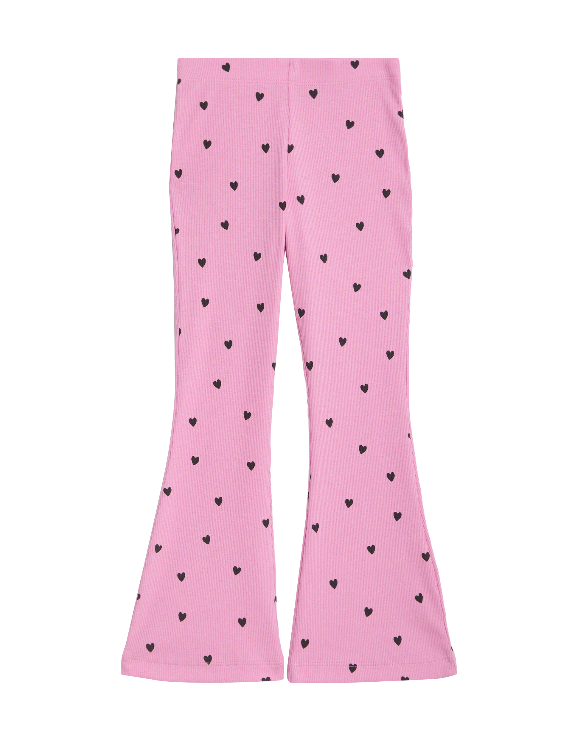 M&S Collection Girls Cotton Rich Heart Ribbed Flared Leggings (2-8 Yrs) - 3-4 Y - Pink Mix, Pink Mix