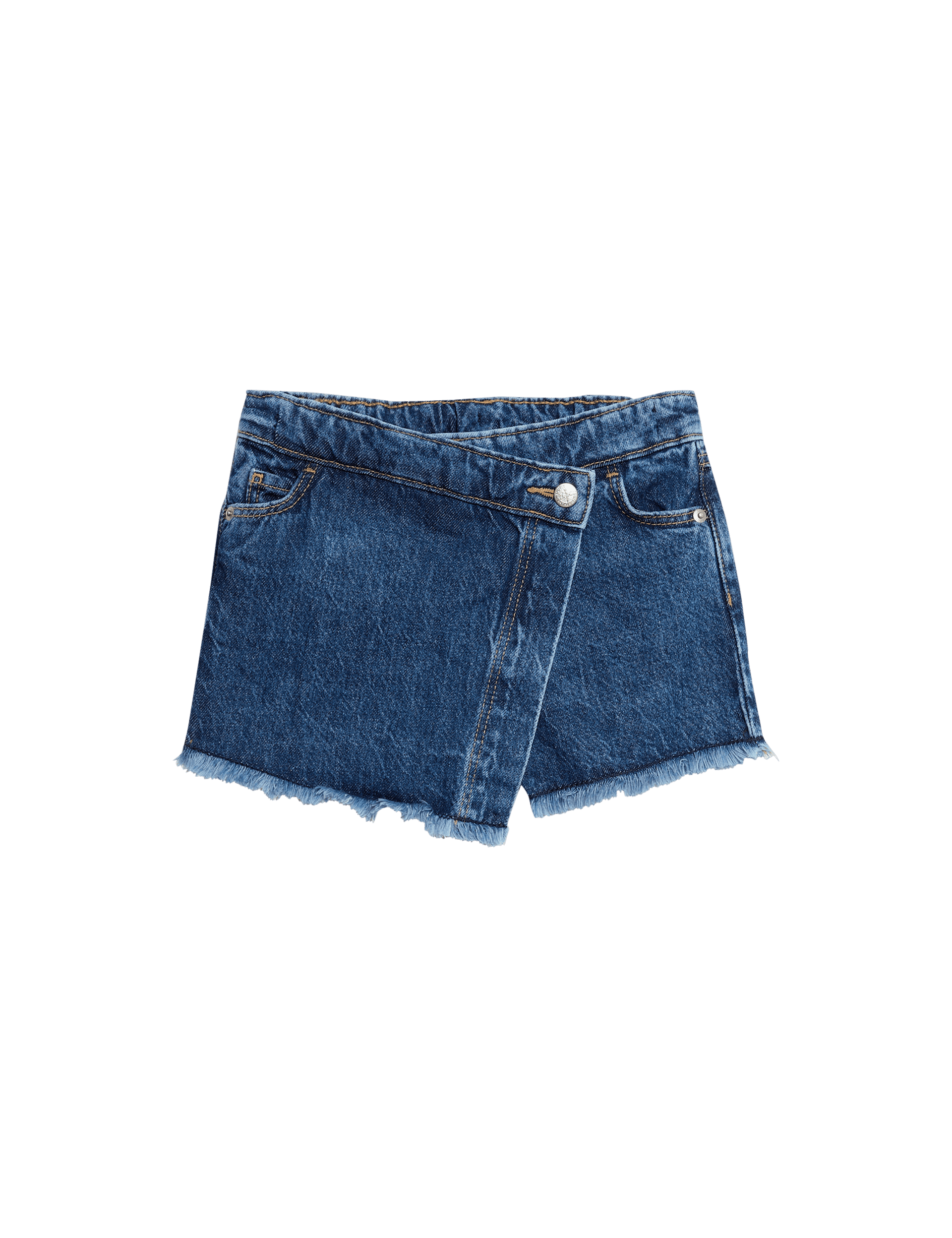 M&S Collection Girls Pure Cotton Denim Skort (2-16 Yrs) - 7-8 Y, Denim