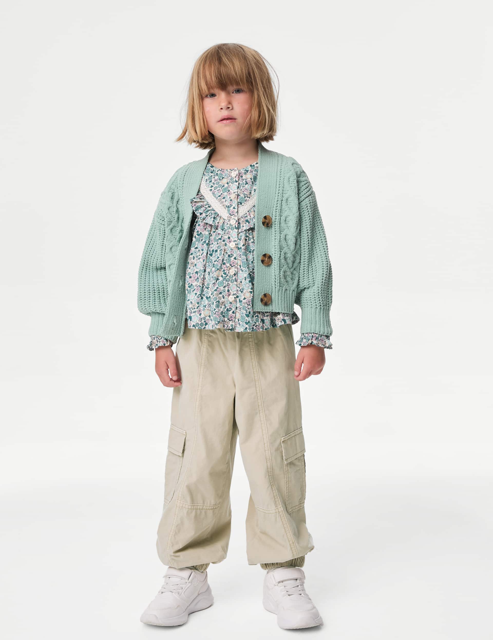 M&S Girls Pure Cotton Parachute Trousers (2-8 Yrs)