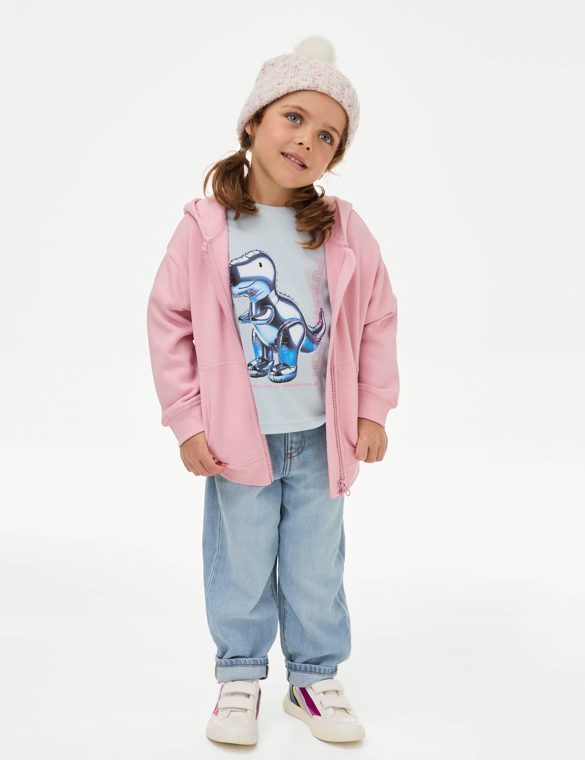 M&S Girls Mom Denim Jeans (2-8 Yrs) - 6-7 Y, Light Denim,Dark Denim,Denim