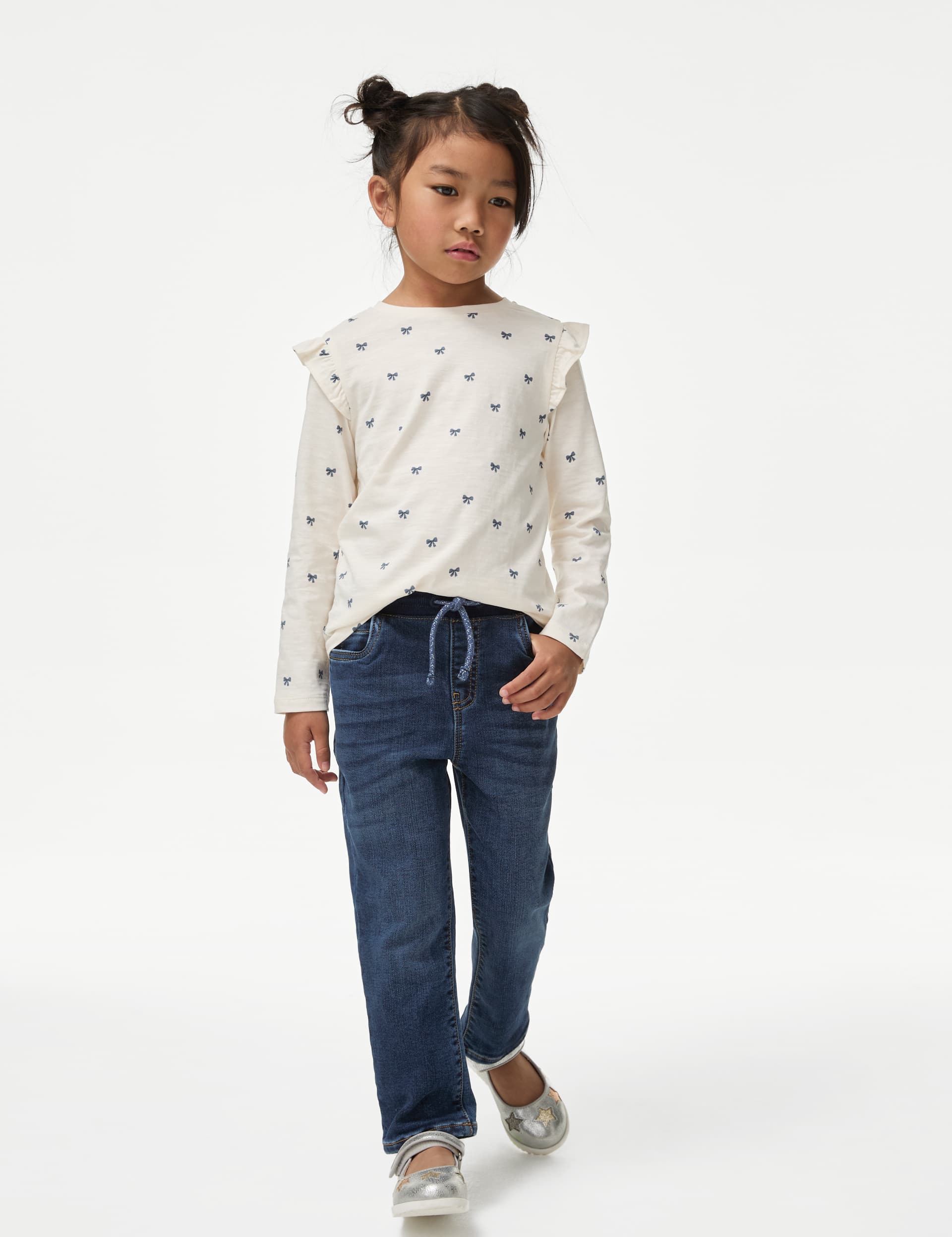 M&S Girls Comfort Waist Denim Jeans (2-8 Years) - 3-4 Y, Light Denim,Denim