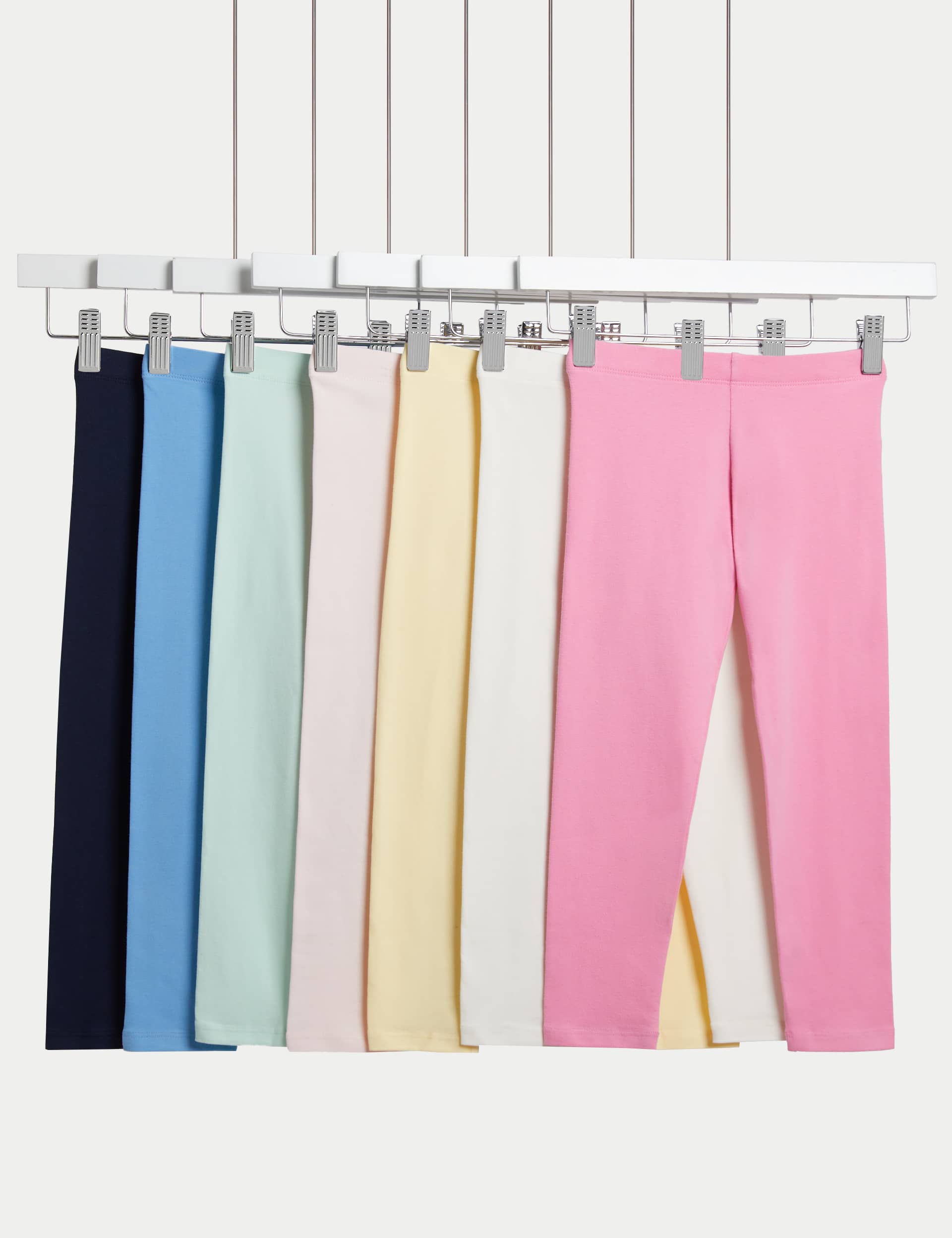 M&S 7pk Cotton Rich Leggings (2-8 Yrs) - 7-8 Y - Multi, Multi