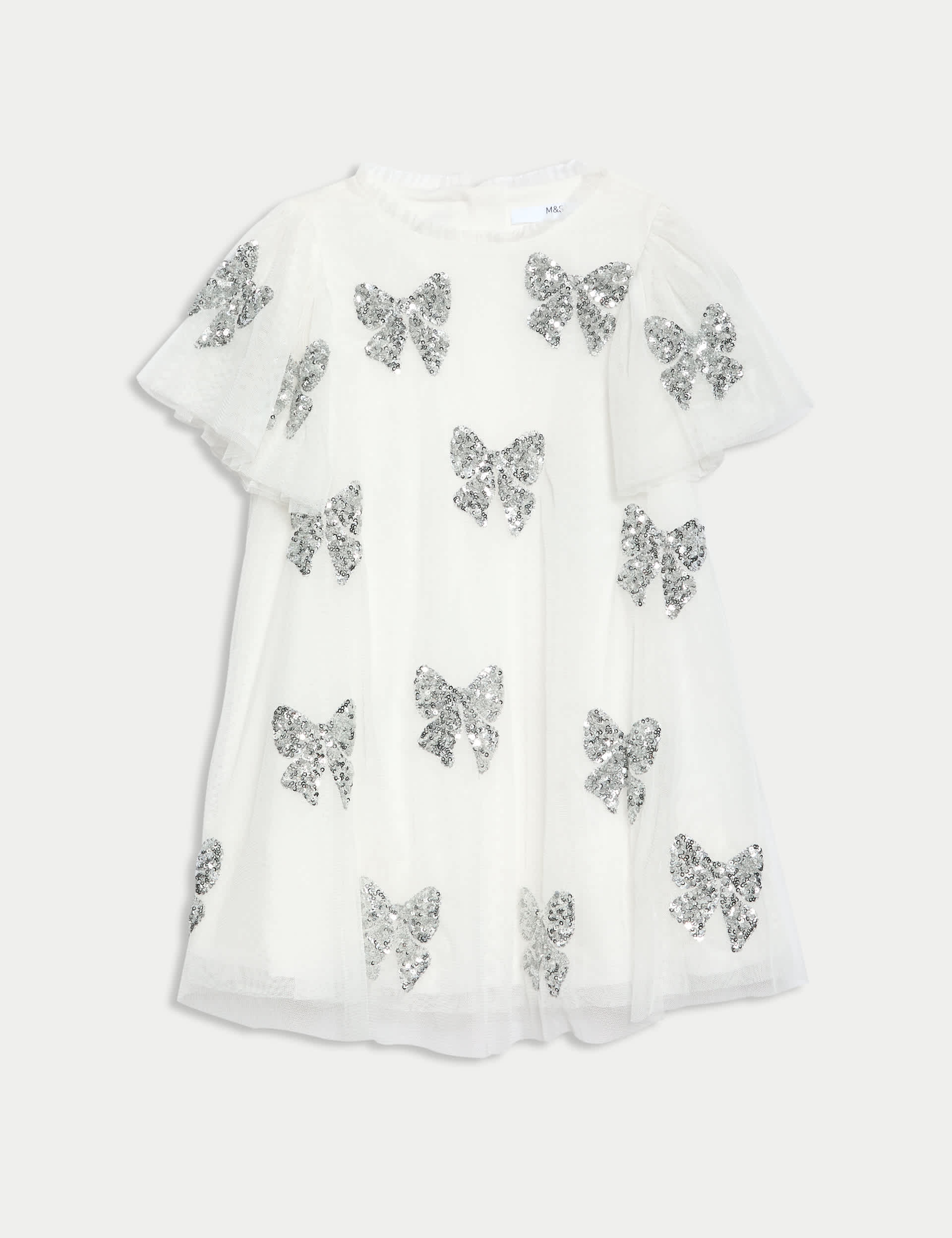 M&S Girls Sequin Bow Party Dress (2-8 Yrs)