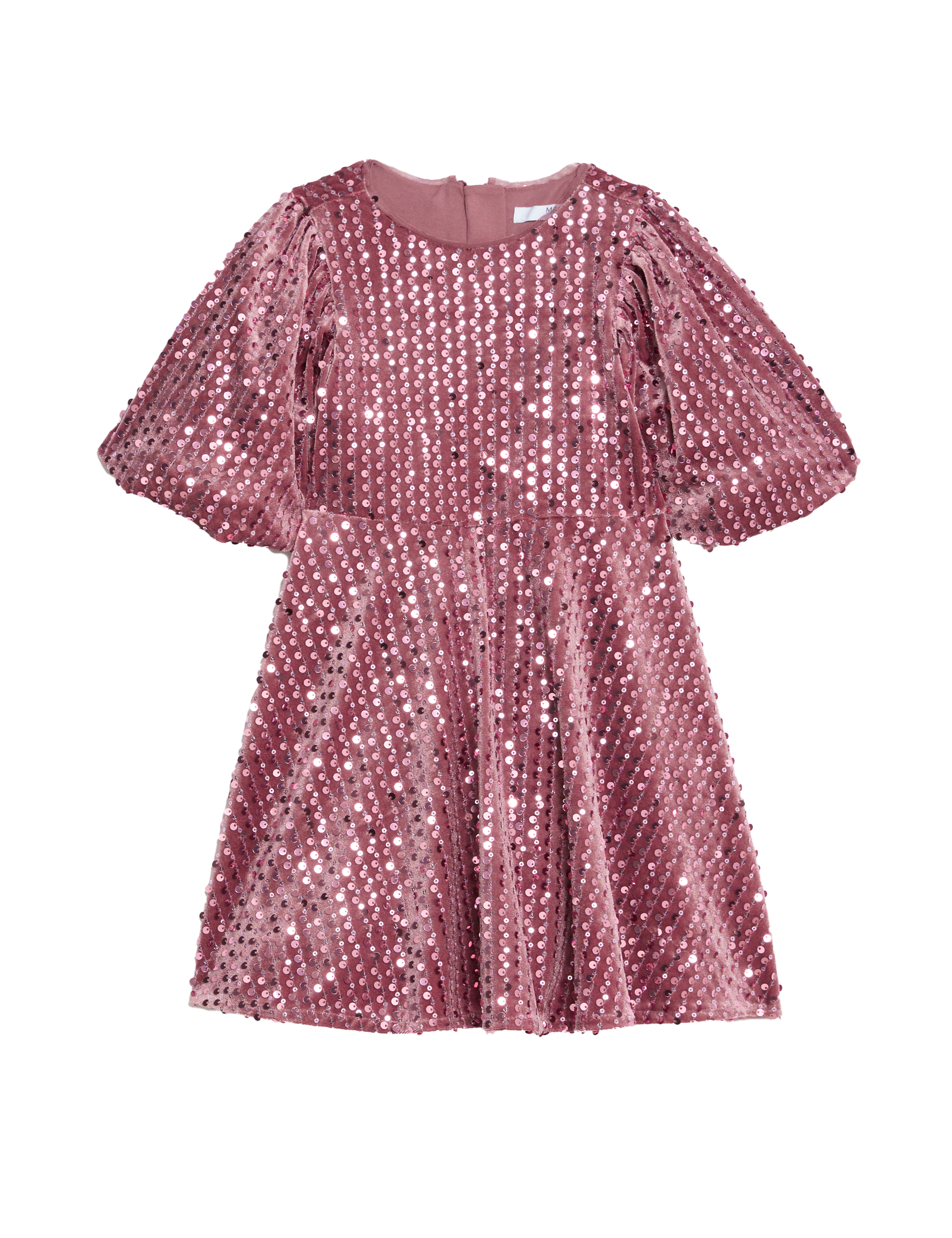 M&S Collection Girls Velvet Sequin Dress (2-8 Yrs) - 2-3 Y - Pink, Pink