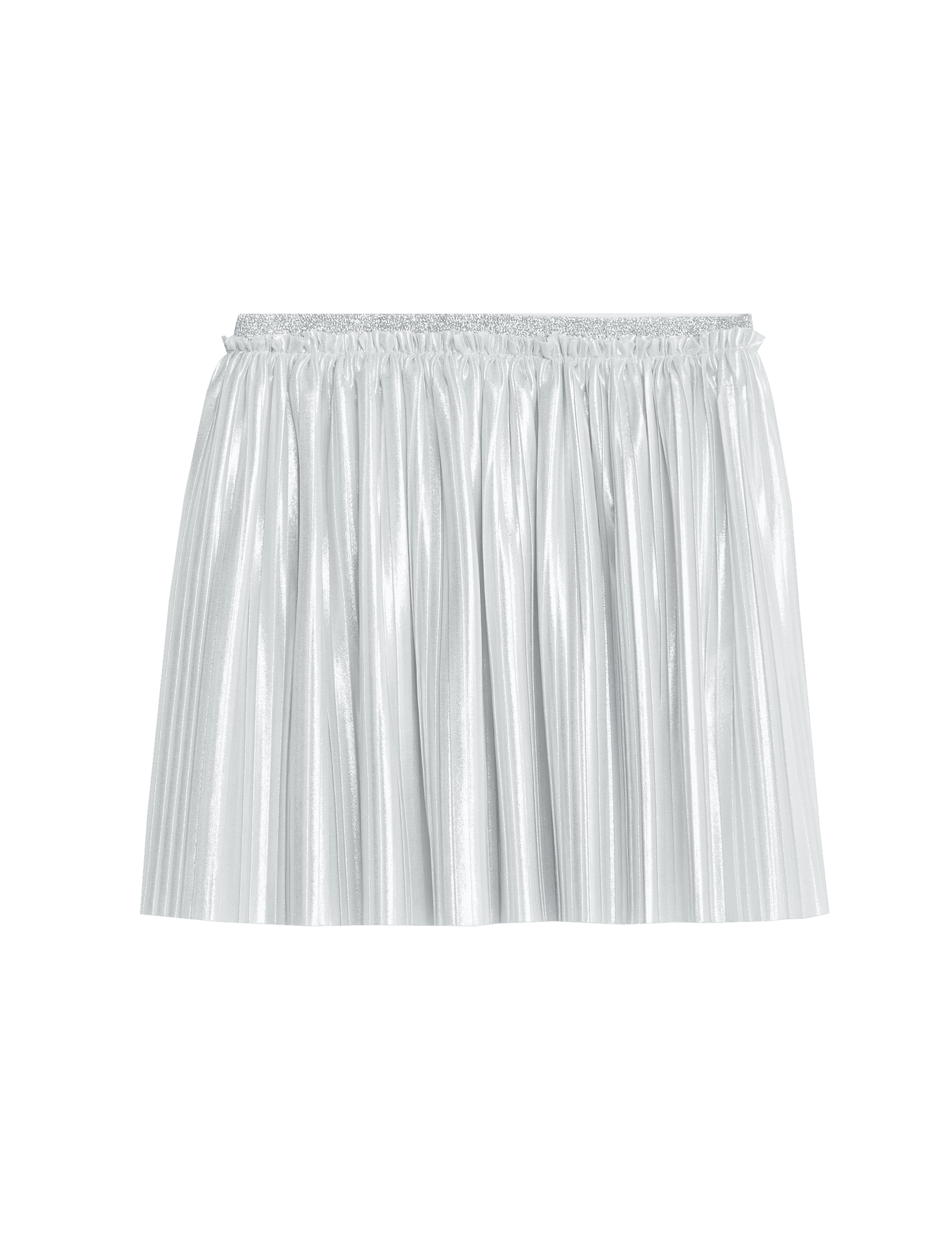 M&S Collection Girls Metallic Shimmer Plisse Mini Skirt (2-8 Yrs) - 4-5 Y - Silver, Silver