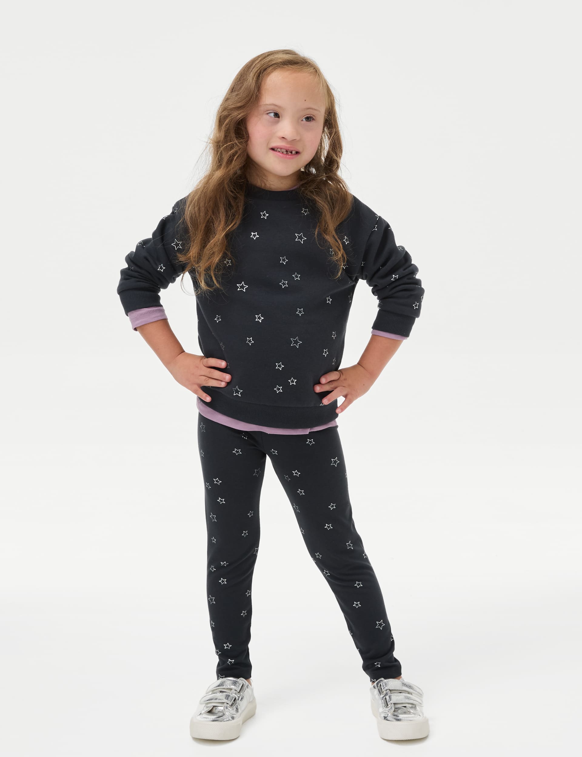 M&S Girls Cotton Rich Stars Leggings (2-8 Yrs)