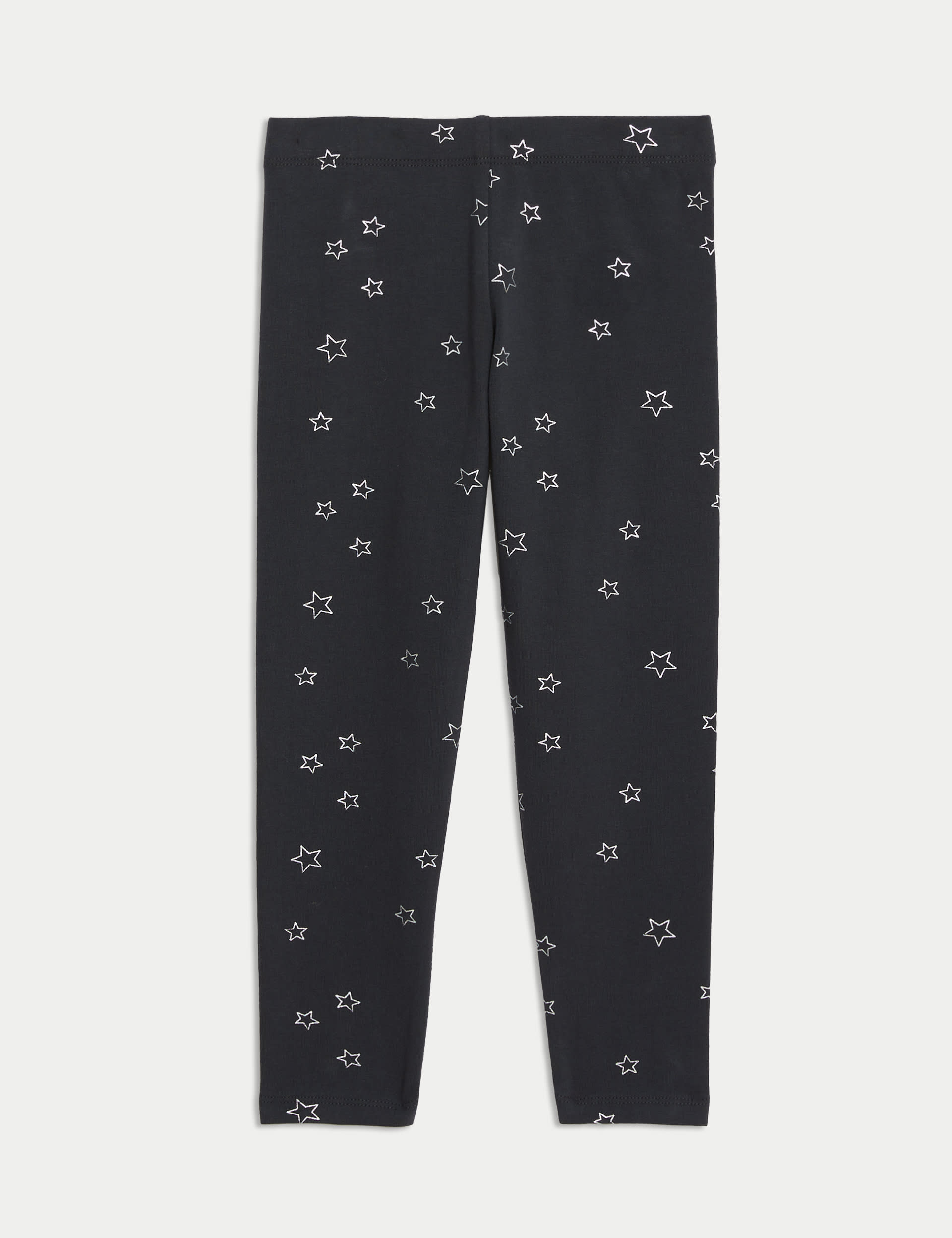 M&S Girls Cotton Rich Stars Leggings (2-8 Yrs) - 3-4 Y - Carbon, Carbon