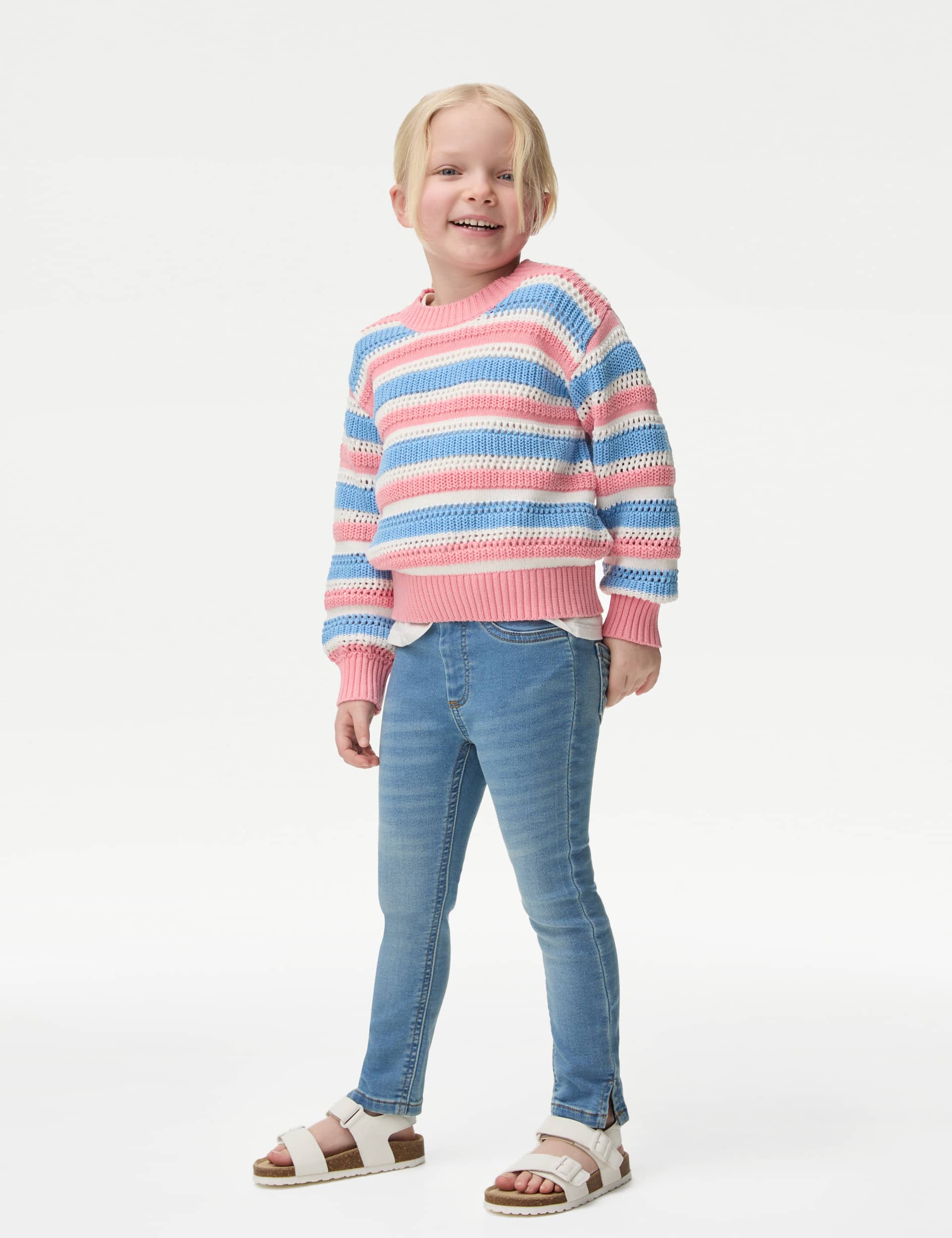 M&S Girls Denim Jeggings (2-8 Yrs) - 7-8 Y - Med Blue Denim, Dark Denim,Med Blue Denim,Light Denim