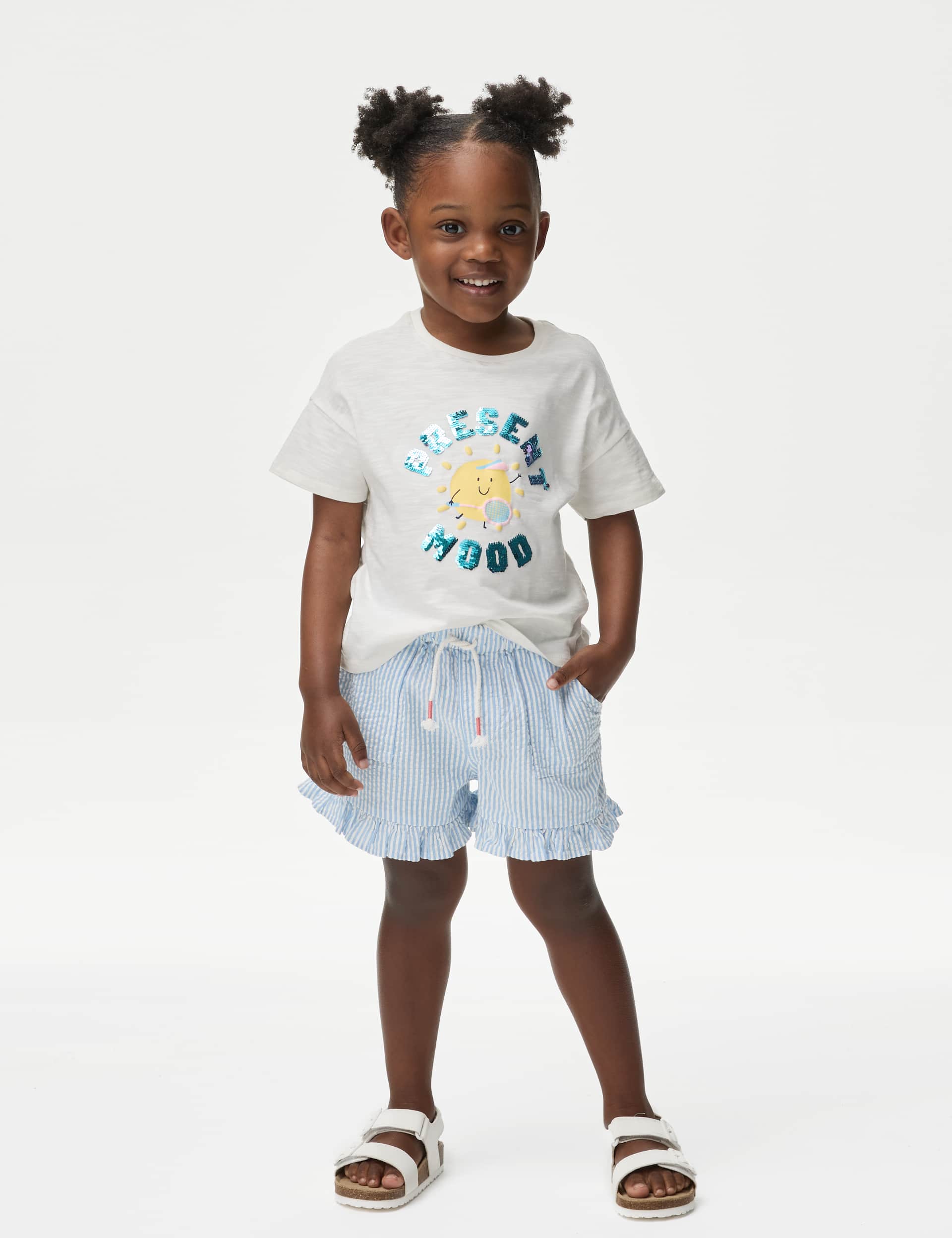 M&S Girls Pure Cotton Striped Shorts (2-8 Yrs)