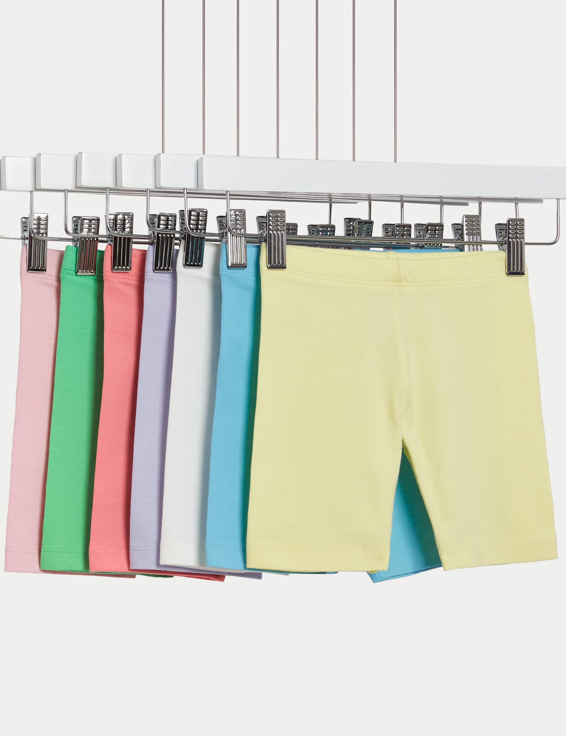 M&S Girls 7pk Cotton Rich Cycling Shorts (2-8 Yrs)
