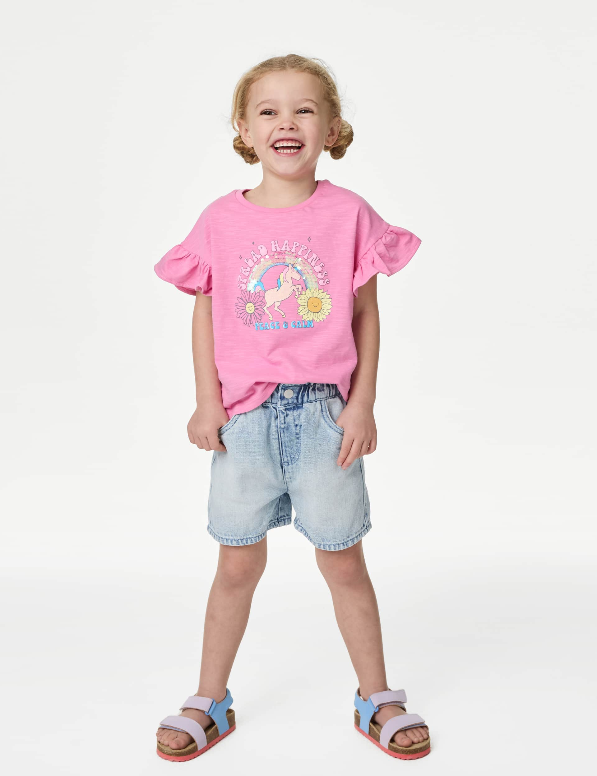 M&S Girls Denim Shorts (2-8 Yrs) - 4-5 Y, Denim