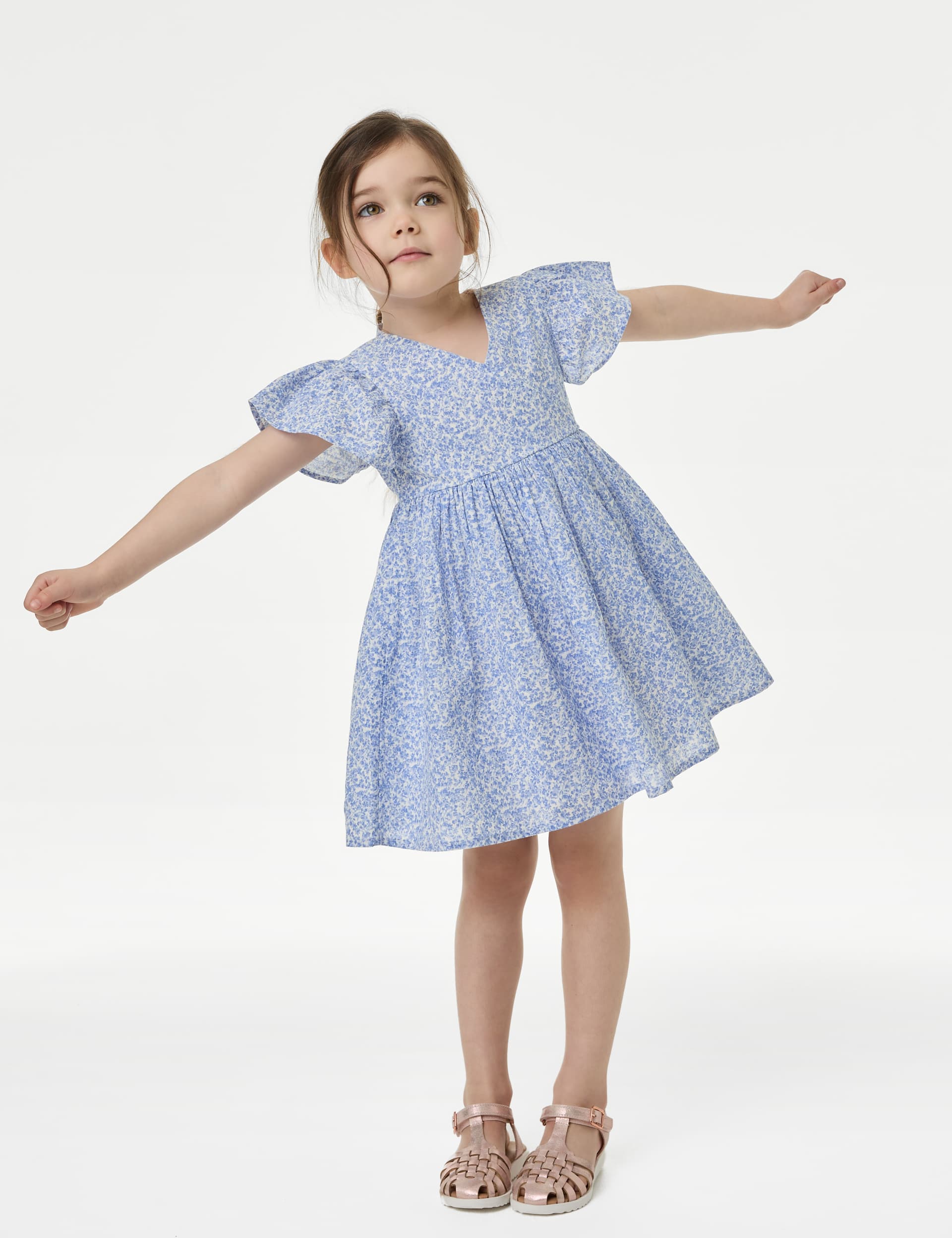 M&S Girls Pure Cotton Wrap Dress (2-8 Yrs)