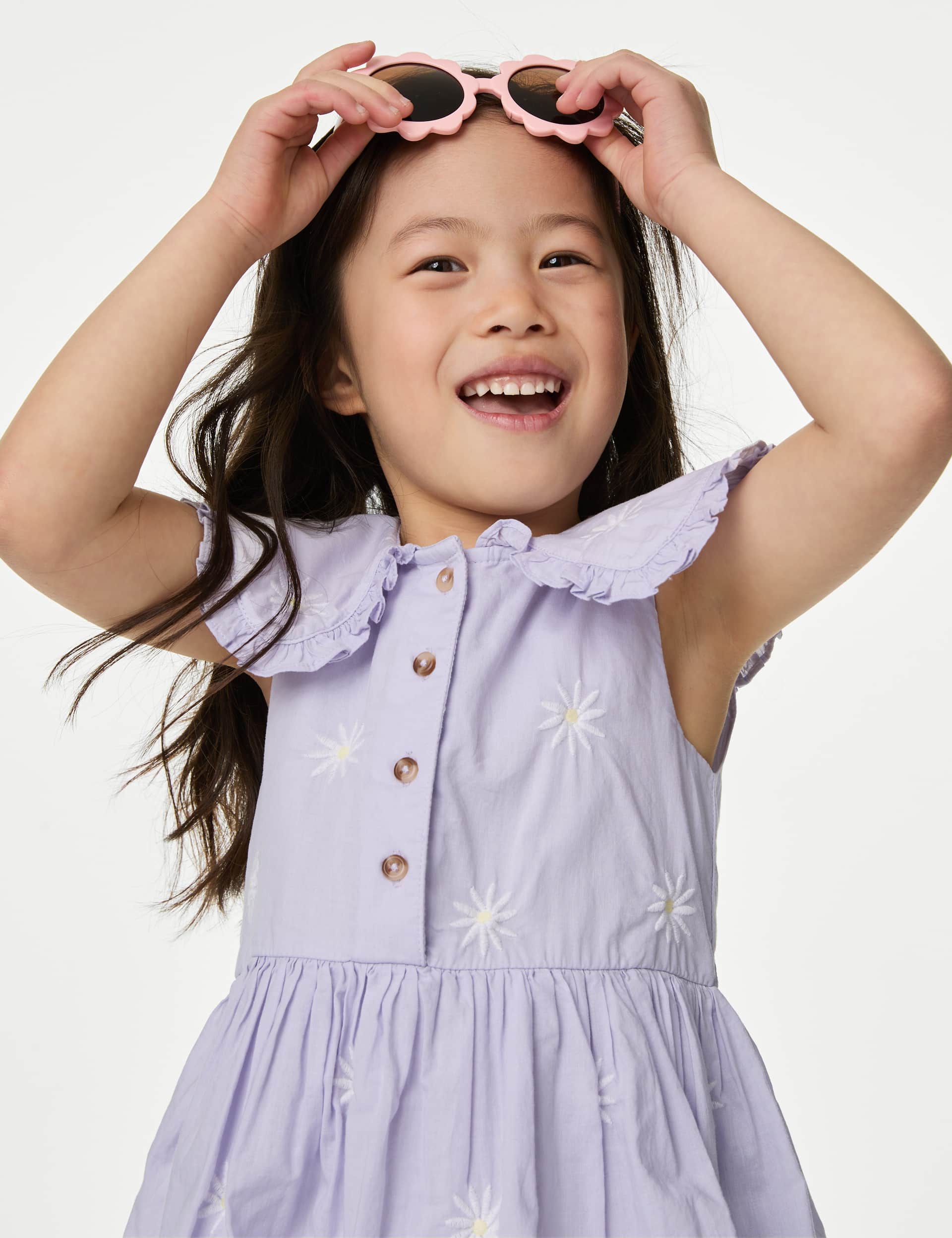 M&S Girls Pure Cotton Embroidered Dress (2-8 Yrs)