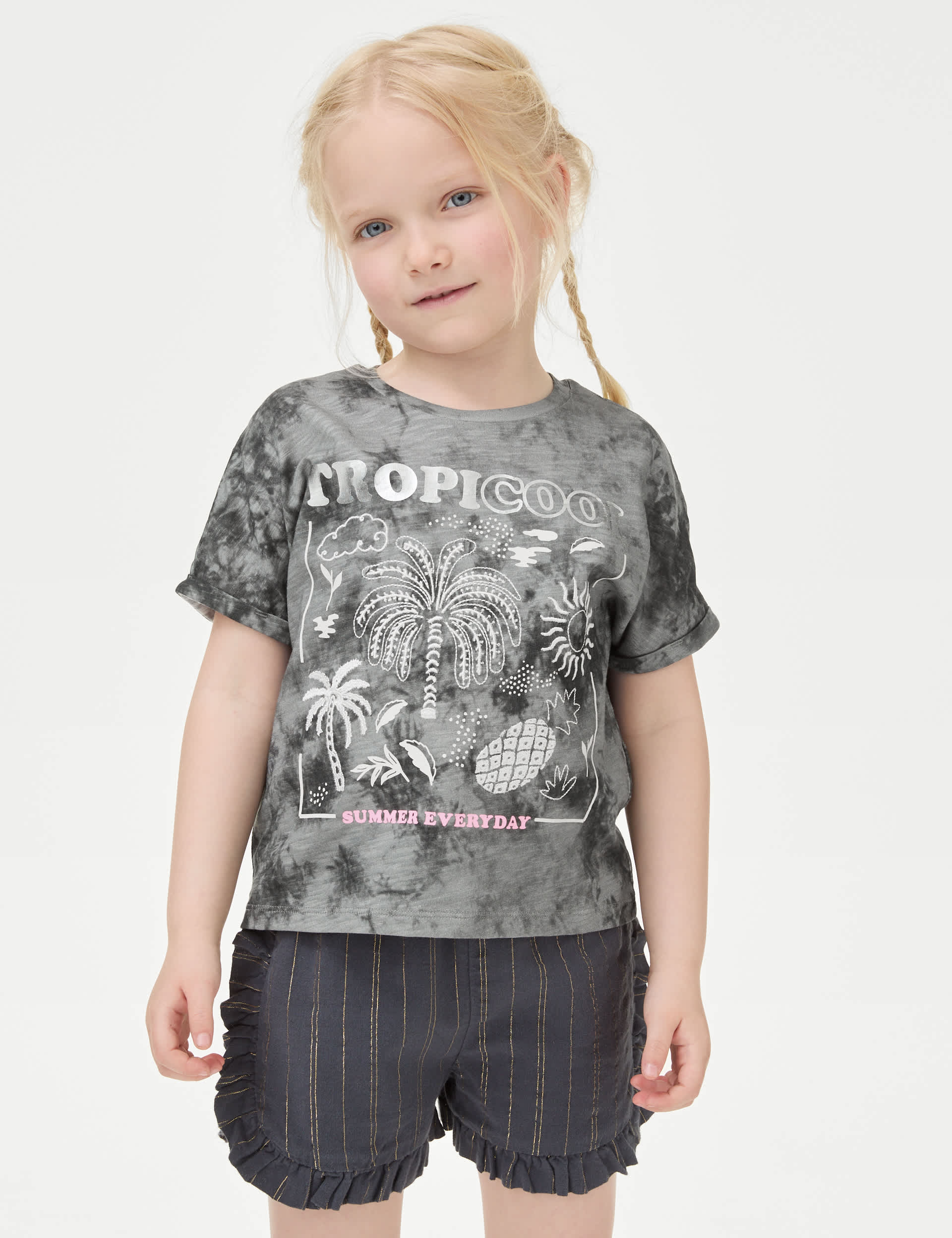 M&S Girls Pure Cotton Embellished T-Shirt (2-8 Yrs)