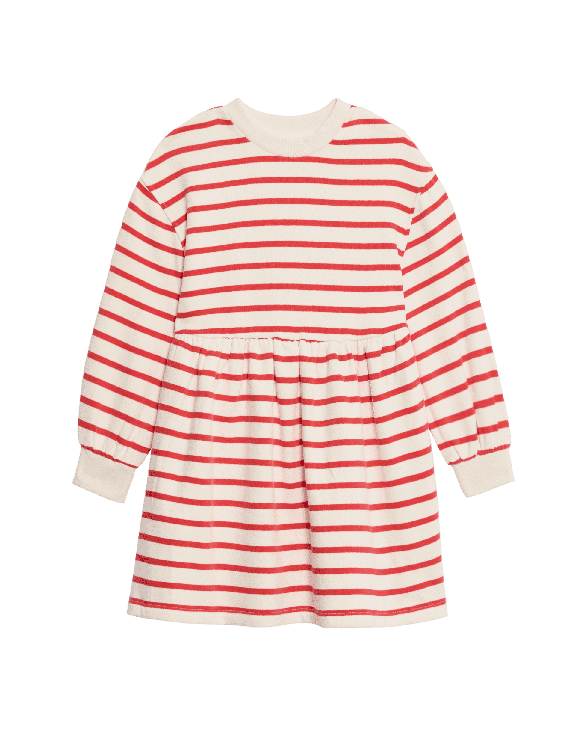 M&S Collection Girls Cotton Rich Striped Jumper Dress (1-8 Yrs) - 6-7 Y - Red, Red