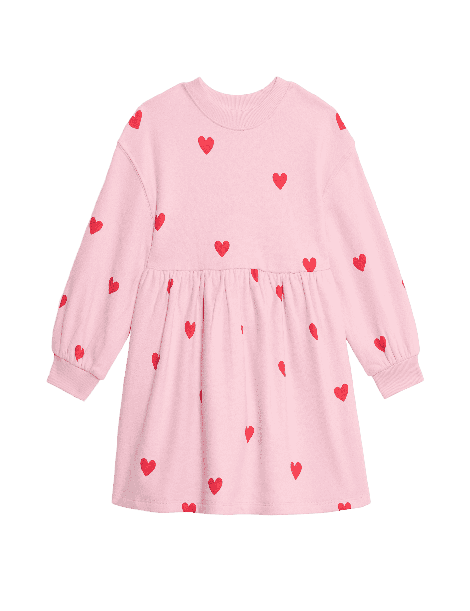 M&S Collection Girls Cotton Rich Heart Jumper Dress (1-8 Yrs) - 12-18 - Pink, Pink