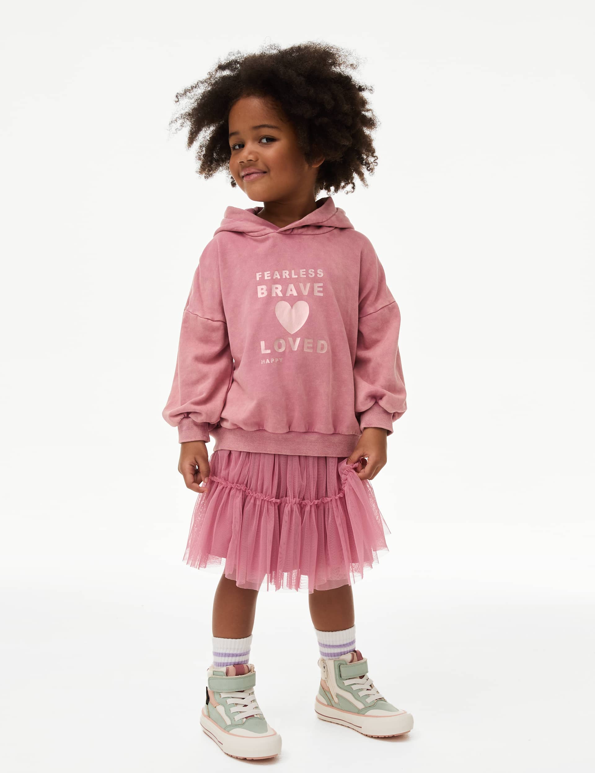 M&S Girls 2pc Fearless Hoodie and Tutu Skirt Outfit - 3-4 Y - Pink, Pink