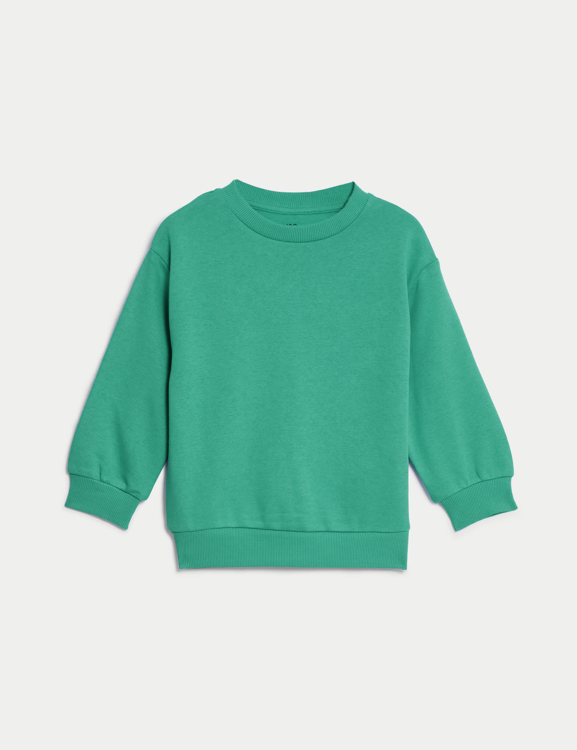 M&S Cotton Rich Plain Sweatshirt (2-8 Yrs) - 3-4 Y - Green, Fresh Blue,Blush,Green,Light Lavender