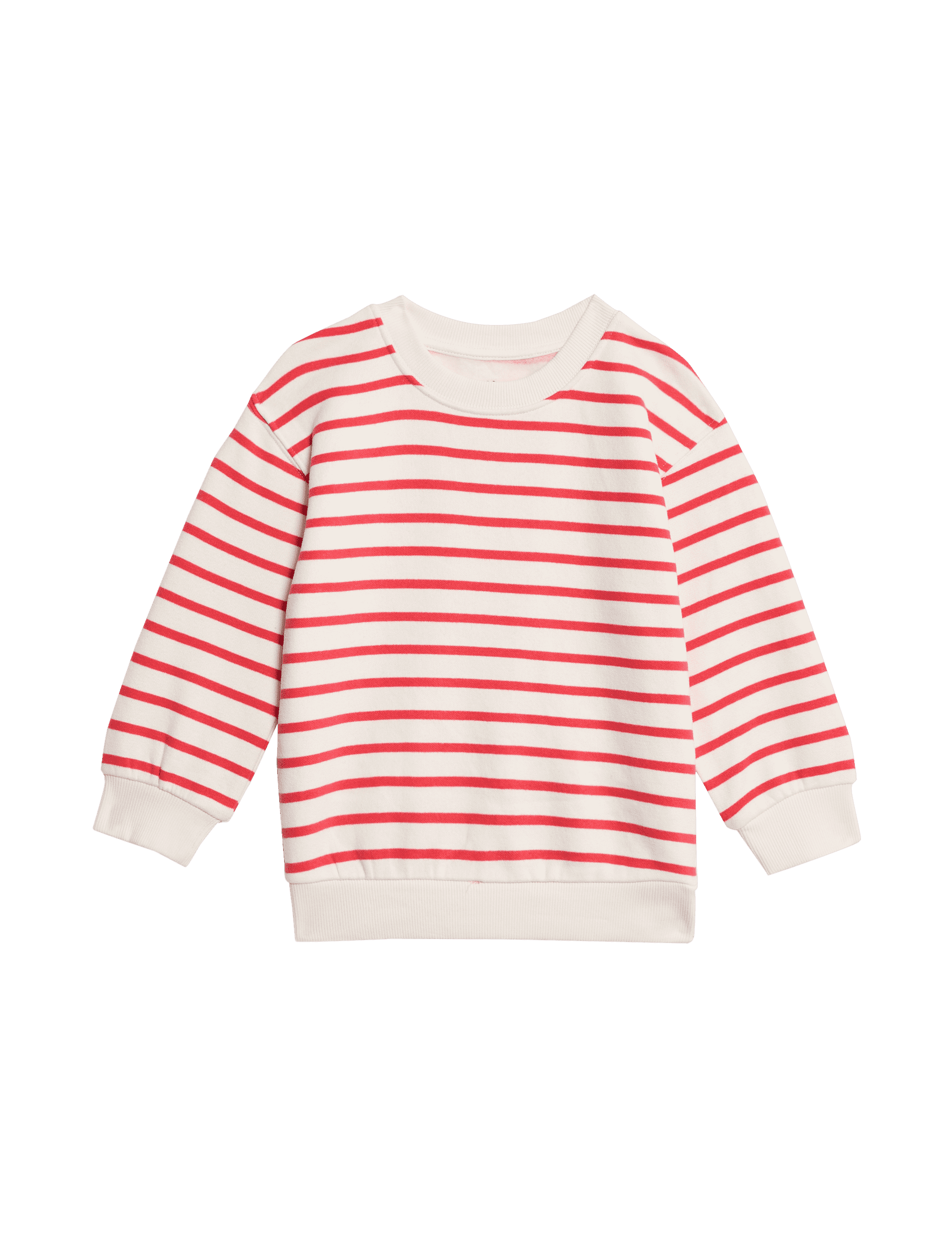 M&S Collection Cotton Rich Striped Sweatshirt (2-8 Yrs) - 2-3 Y - Red Mix, Red Mix