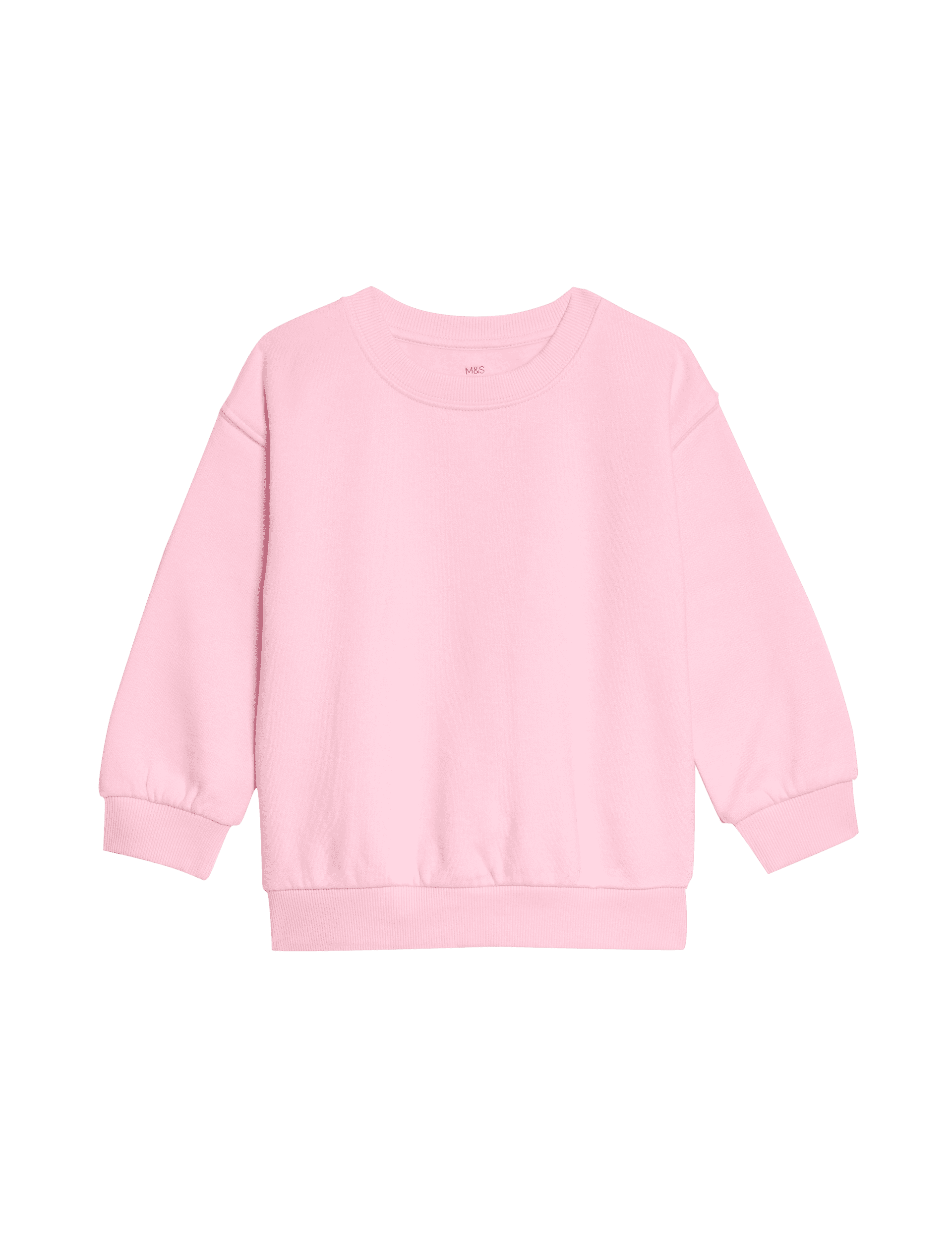 M&S Collection Cotton Rich Plain Sweatshirt (2-8 Yrs) - 2-3 Y - Pink, Pink