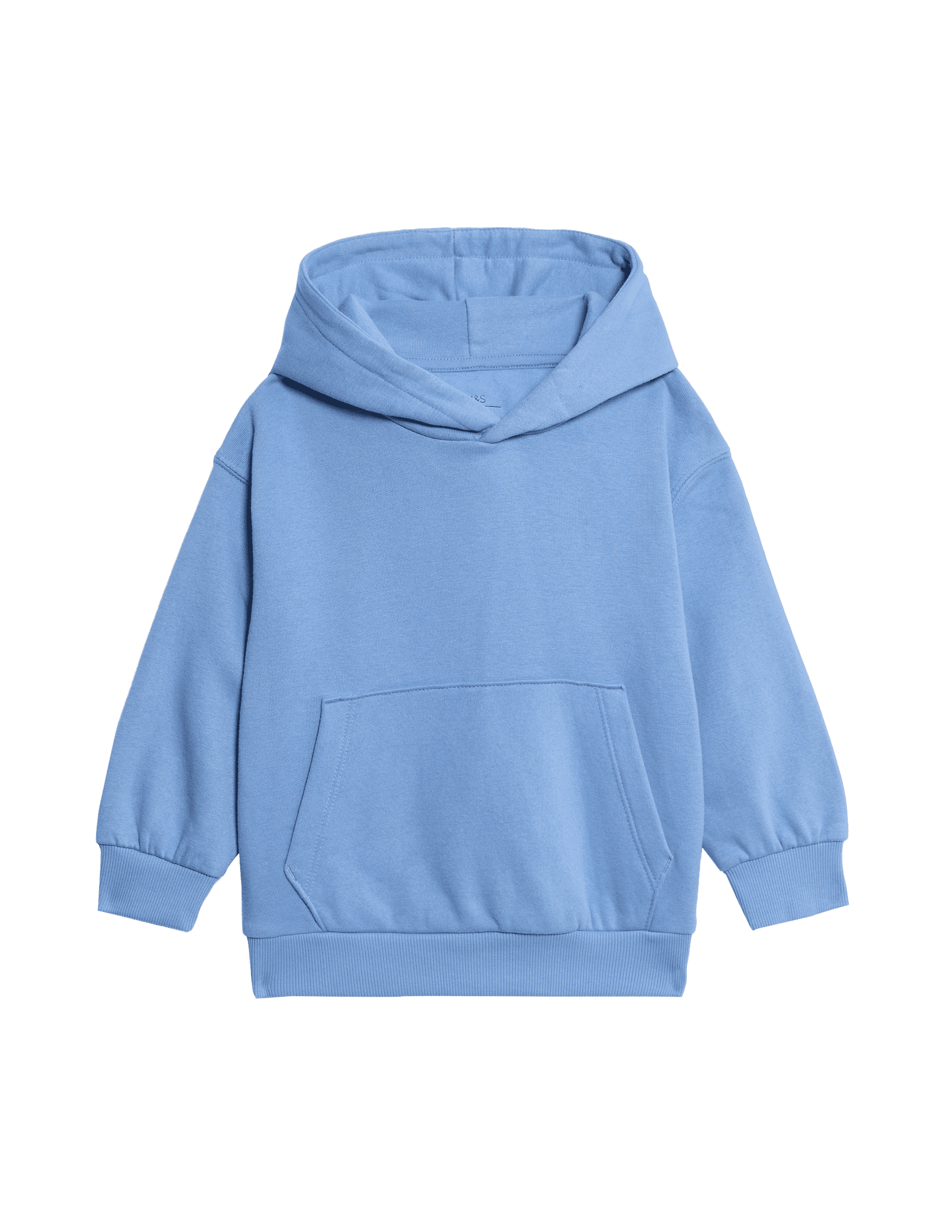 M&S Collection Cotton Rich Plain Hoodie (2-8 Yrs) - 3-4 Y - Fresh Blue, Fresh Blue