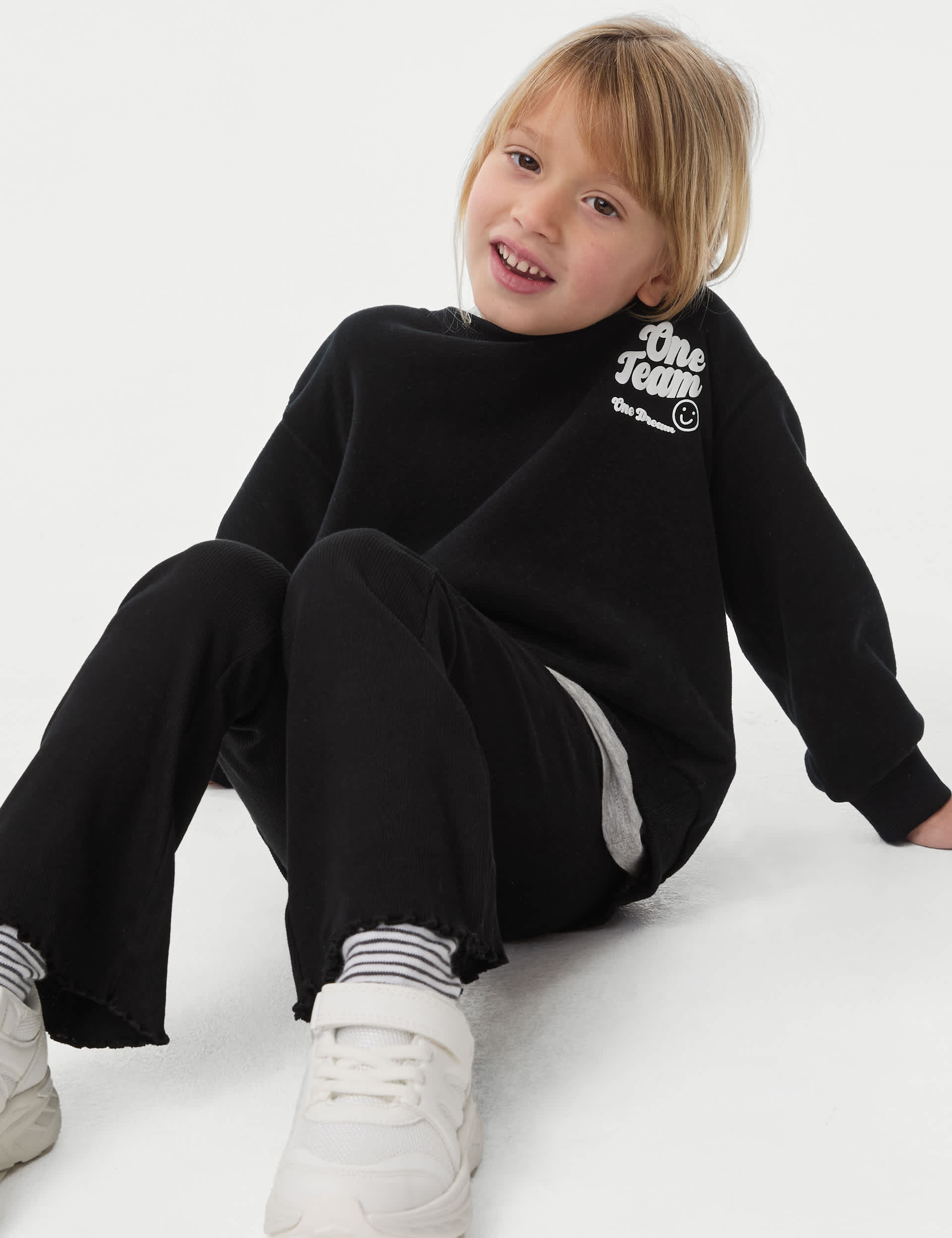 M&S Collection Cotton Rich Slogan Sweatshirt (2-8 Yrs) - 3-4 Y - Carbon, Carbon