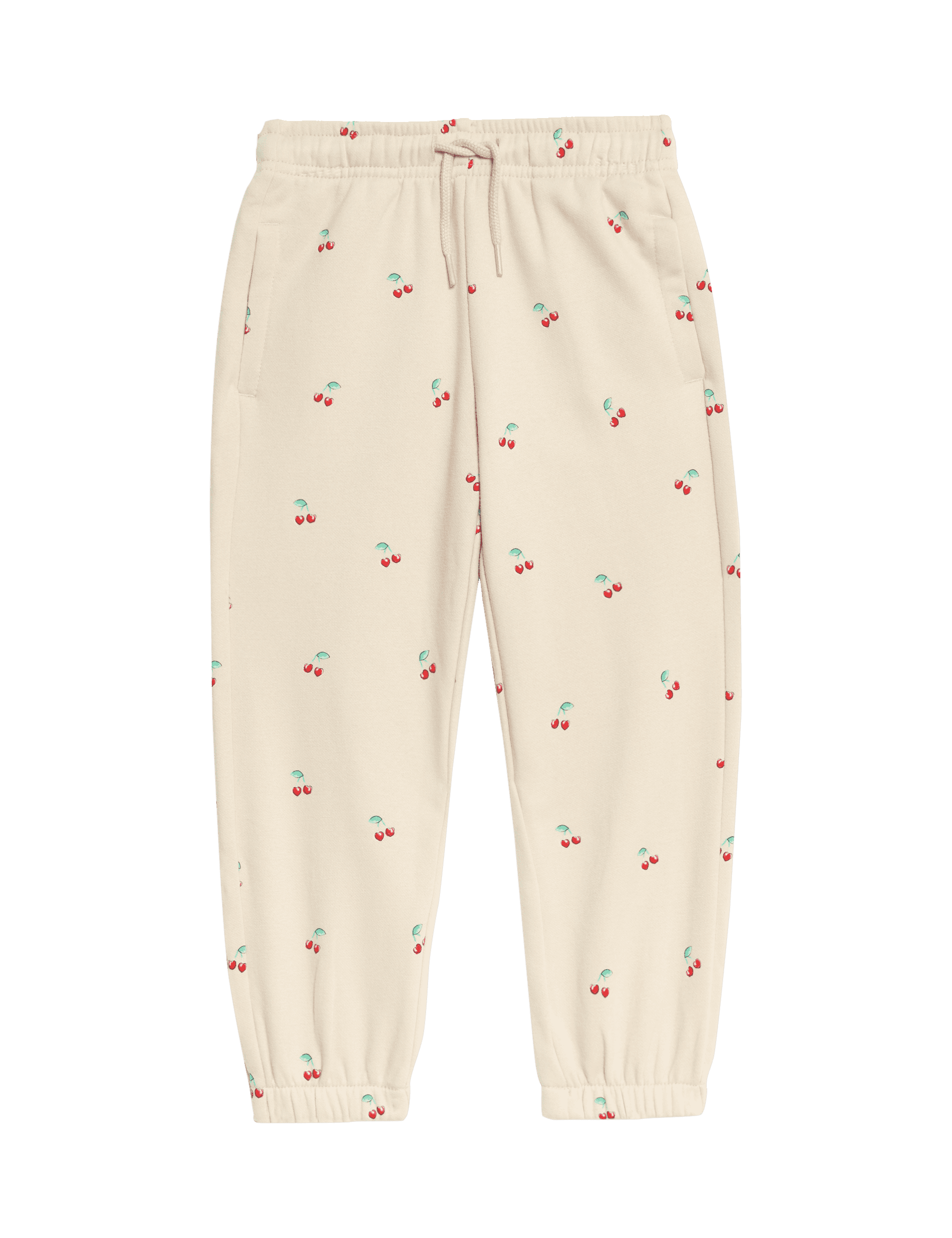 M&S Collection Cotton Rich Ditsy Cherry Print Joggers (2-8 Yrs) - 5-6 Y - Ecru, Ecru