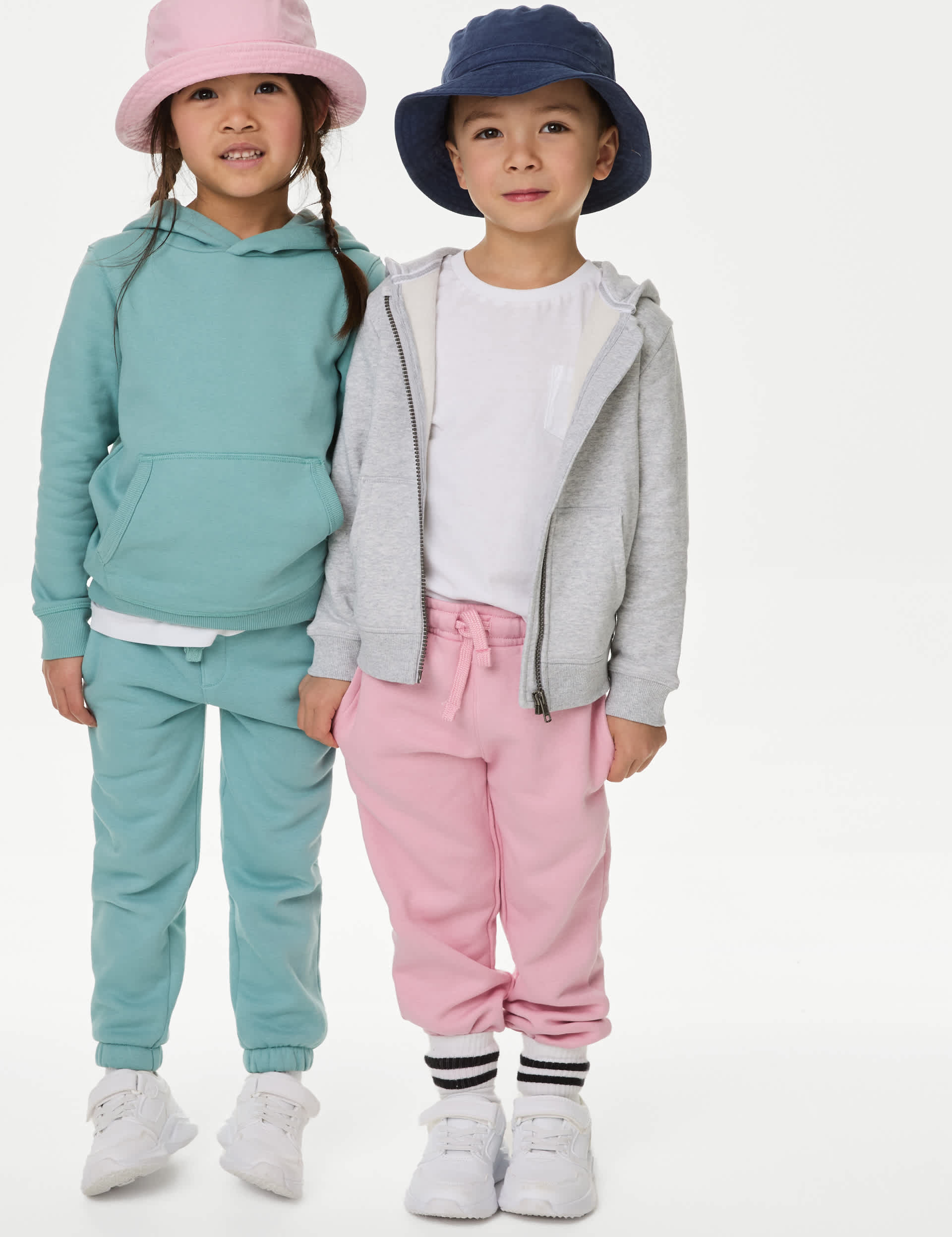 M&S Cotton Rich Joggers (2-8 Yrs) - 3-4 Y - Antique Rose, Fresh Blue,Blush,Light Lavender,Green,Anti