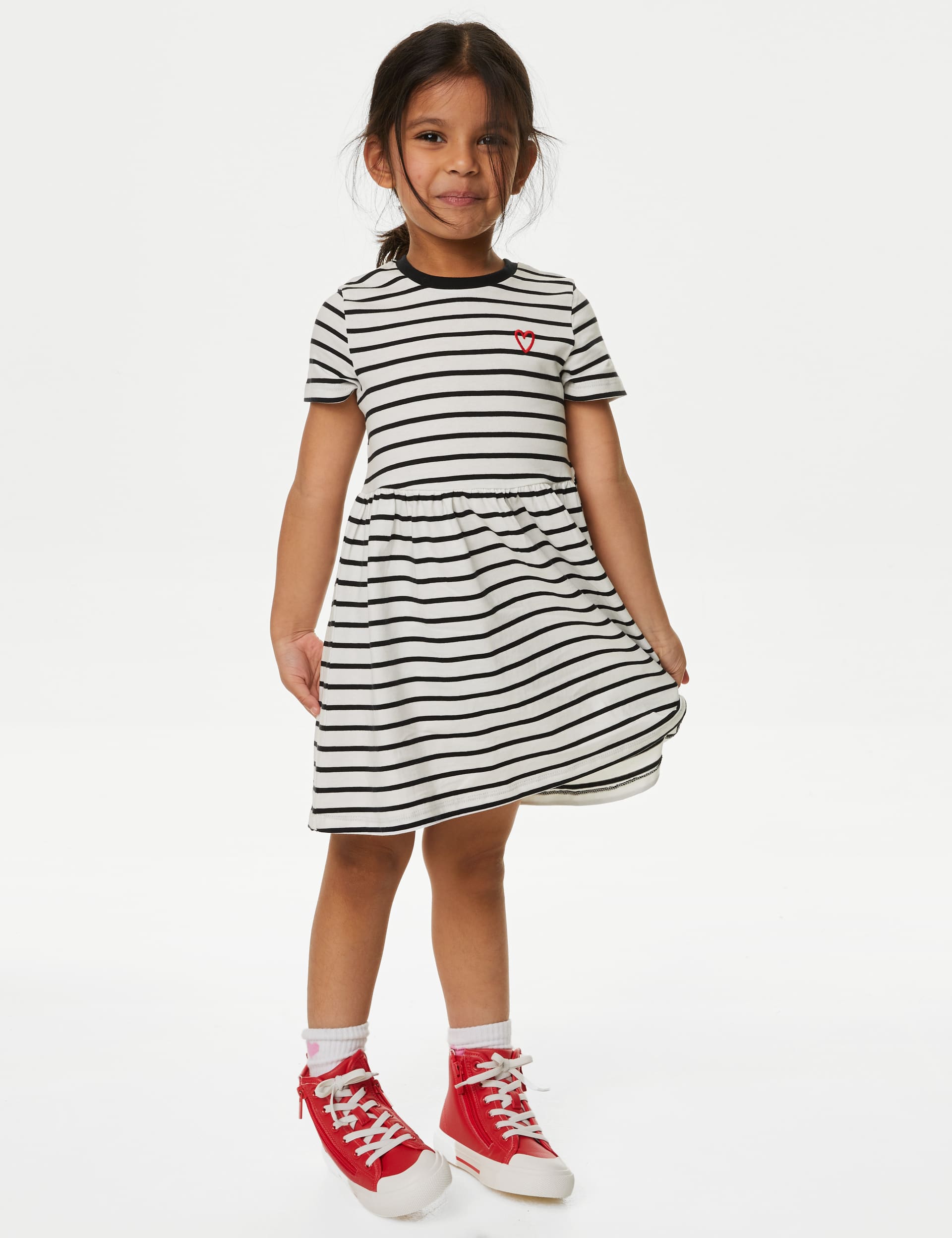 M&S Girls Pure Cotton Printed Dress (2-8 Yrs) - 4-5 Y - Navy Mix, Navy Mix