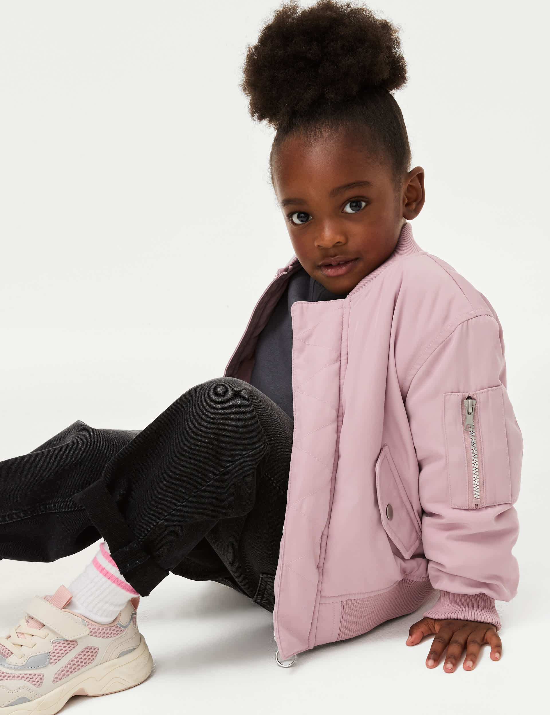 M&S Girls Bomber Jacket (2-8 Yrs) - 6-7 Y - Pink, Pink